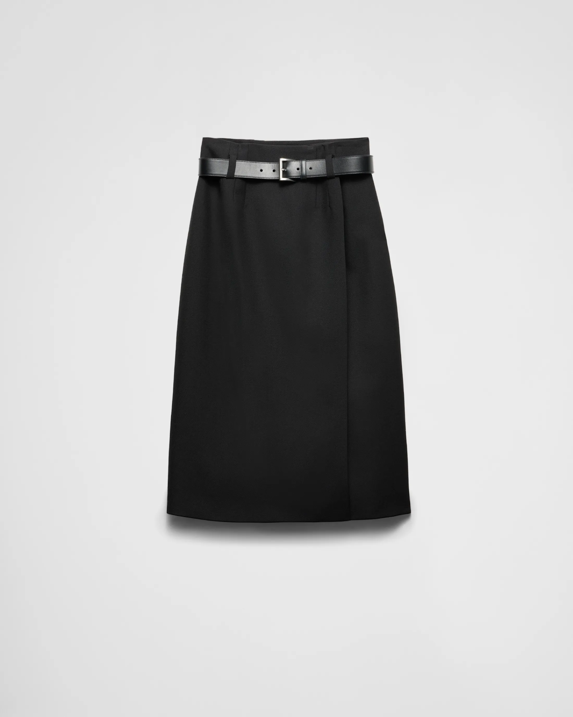 Prada Gabardine skirt with leather belt Black Discount