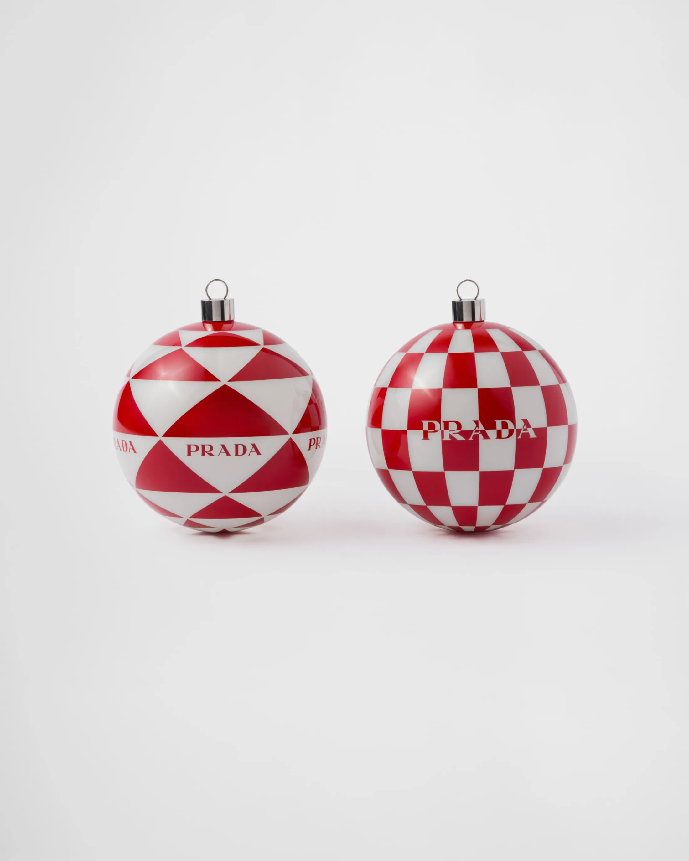 Prada Glass Christmas ornament set White/red Fashion