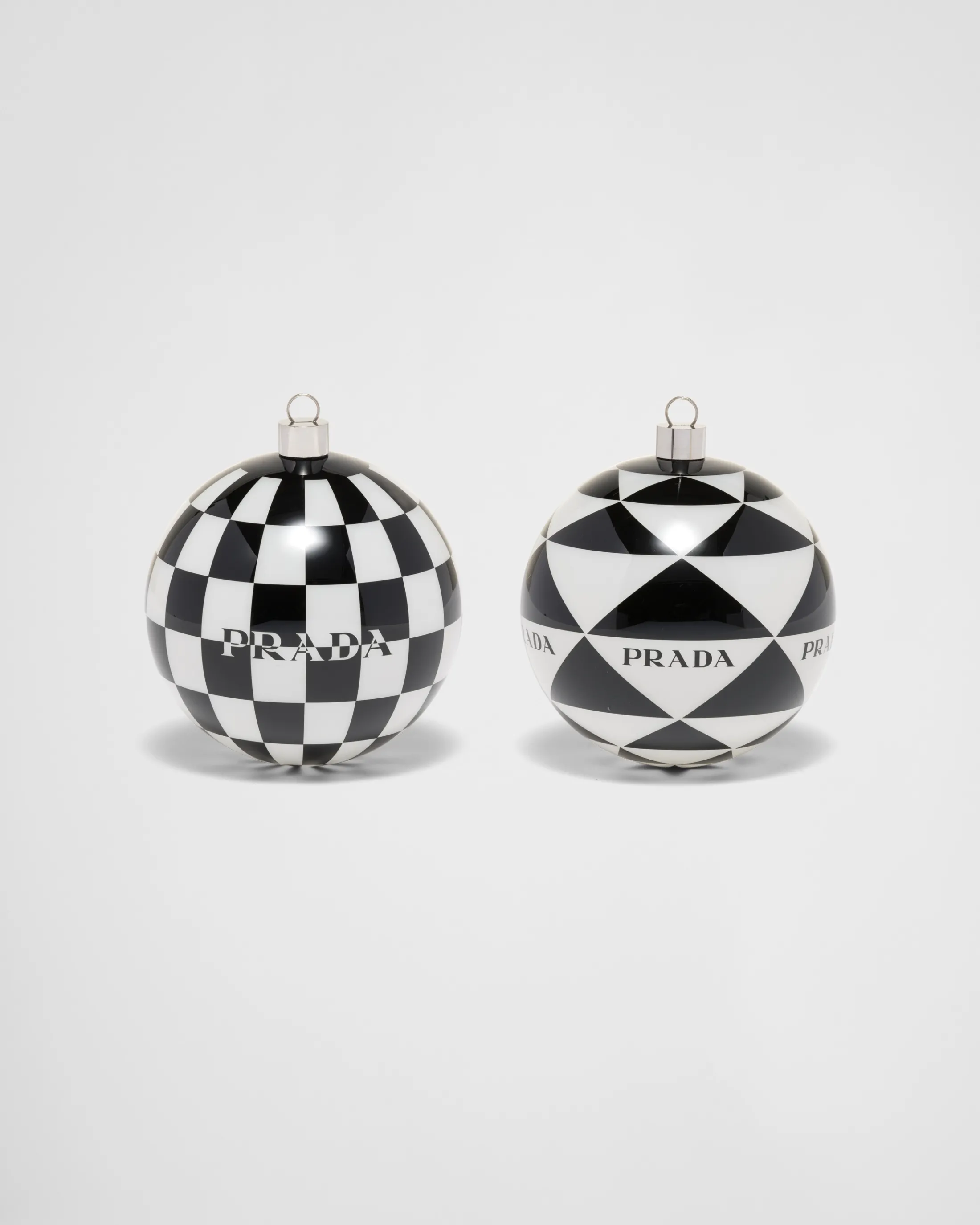 Prada Glass Christmas ornament set White/black Store