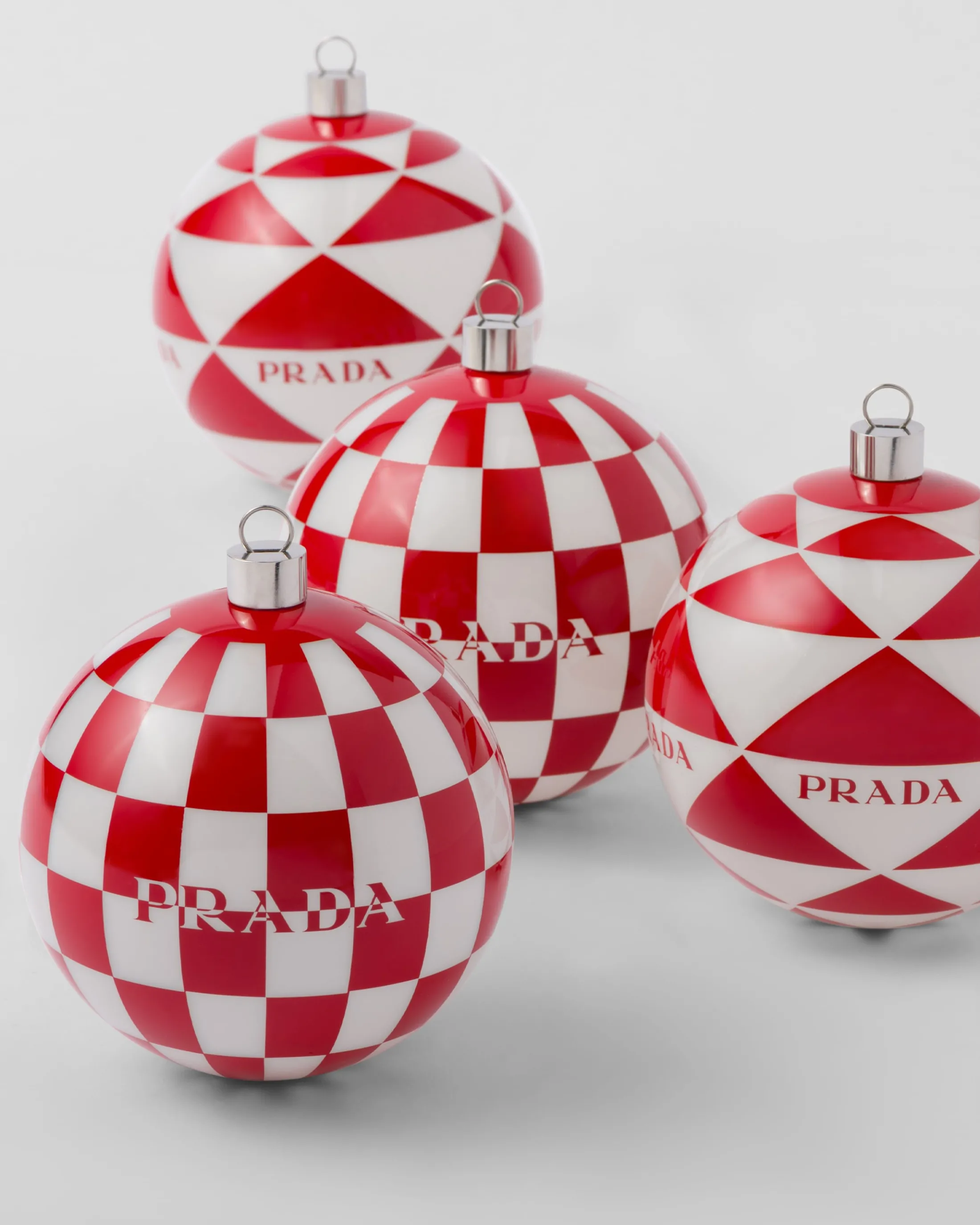 Prada Glass Christmas ornament set White/red Fashion