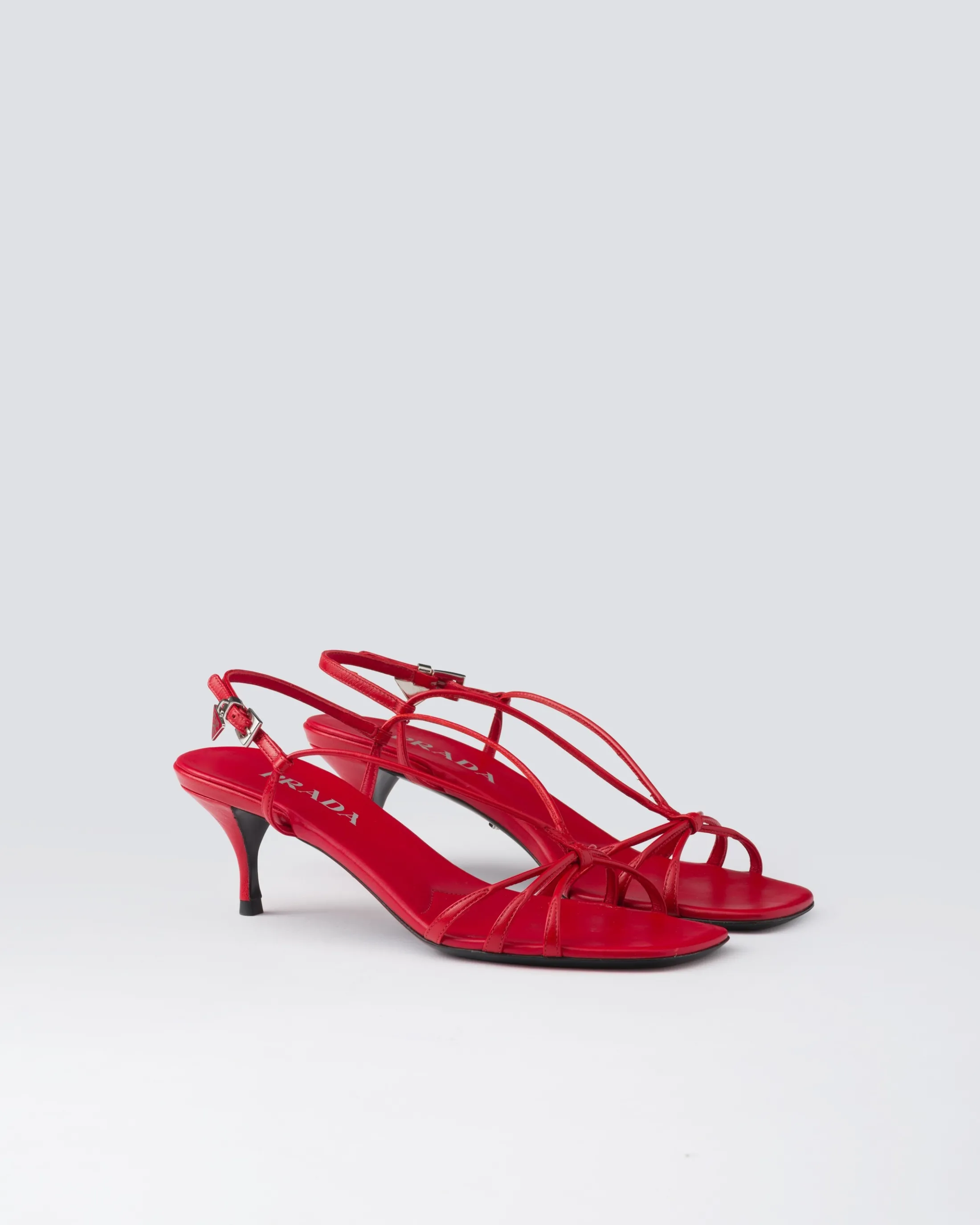 Prada Heeled leather sandals Red Cheap