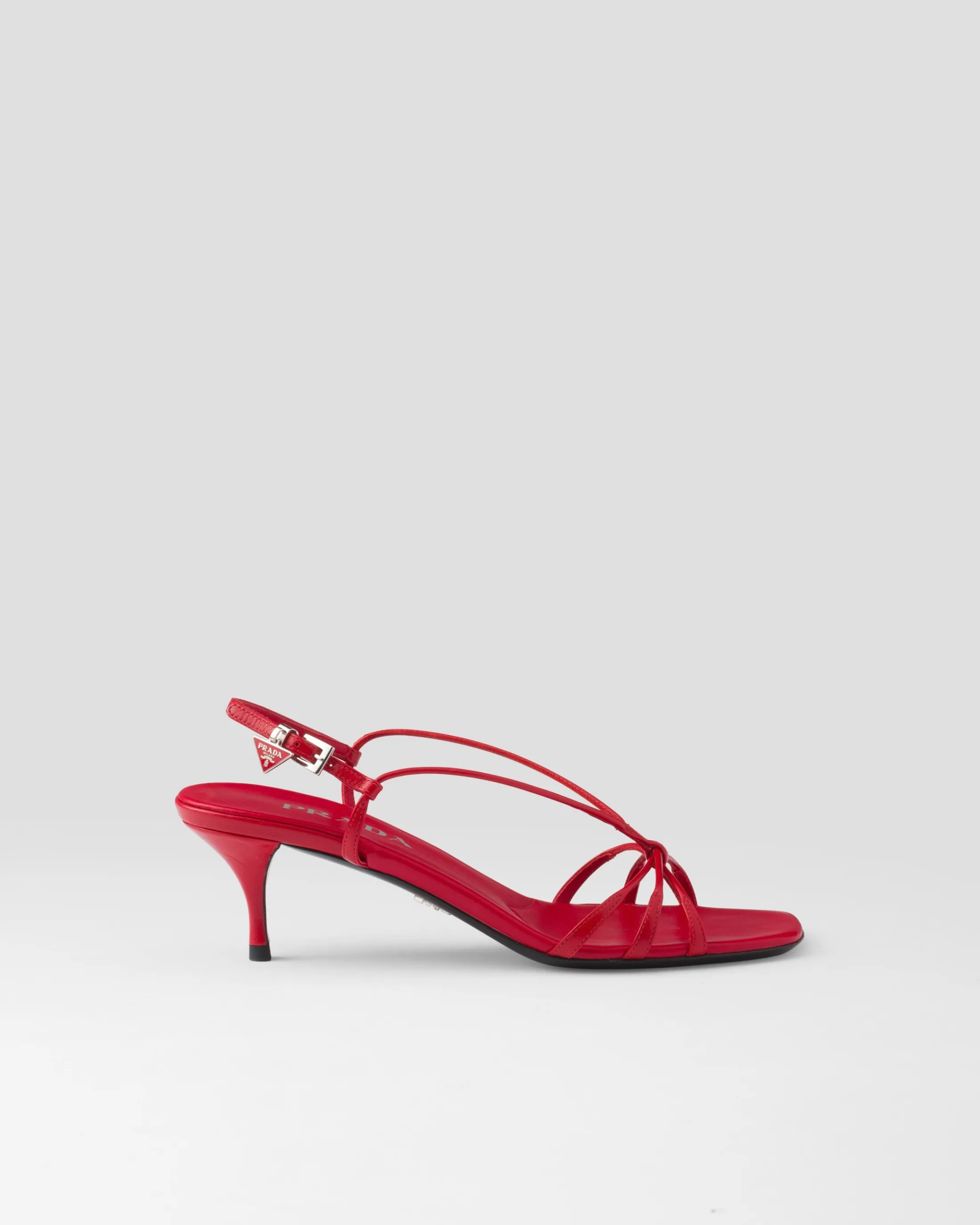 Prada Heeled leather sandals Red Cheap