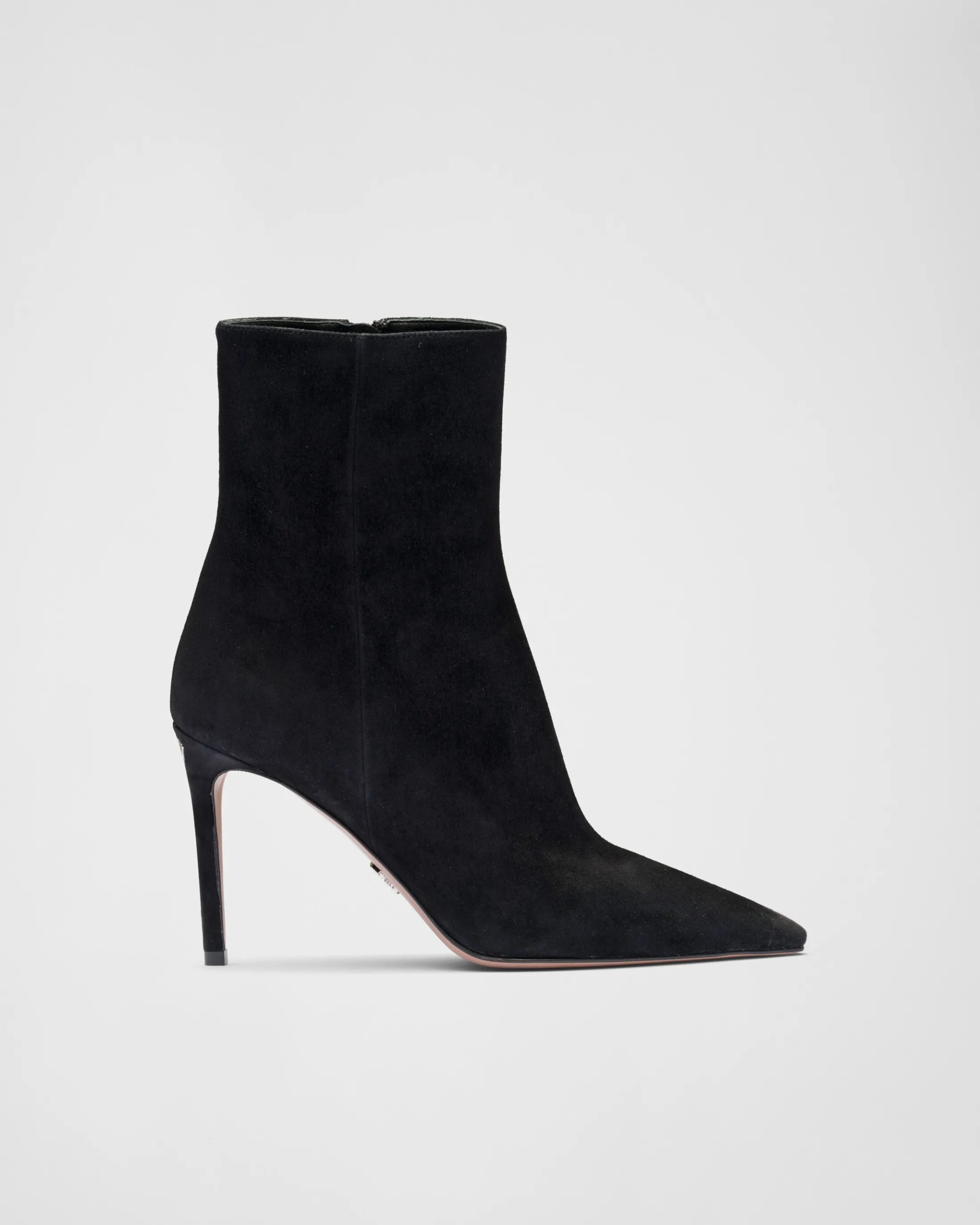 Prada High-heeled suede booties Black New