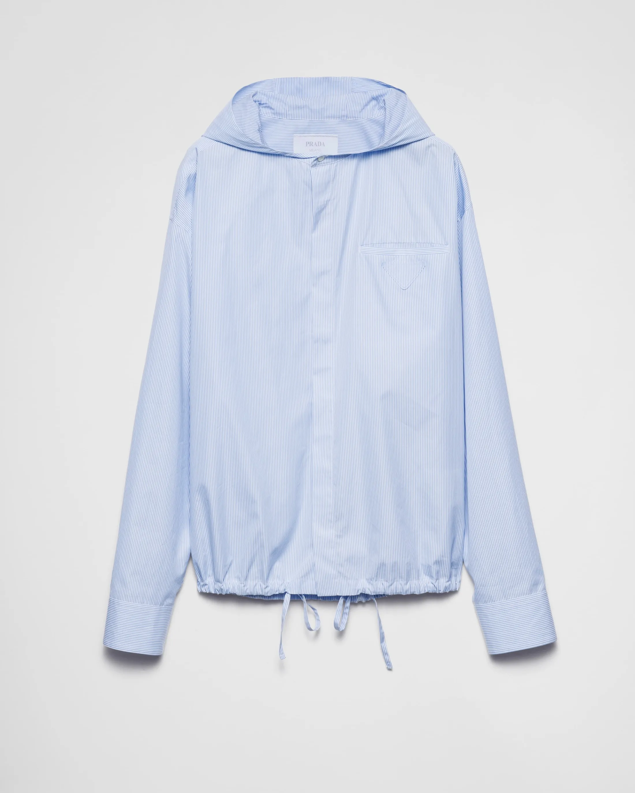 Prada Hooded cotton shirt Skyblue Cheap