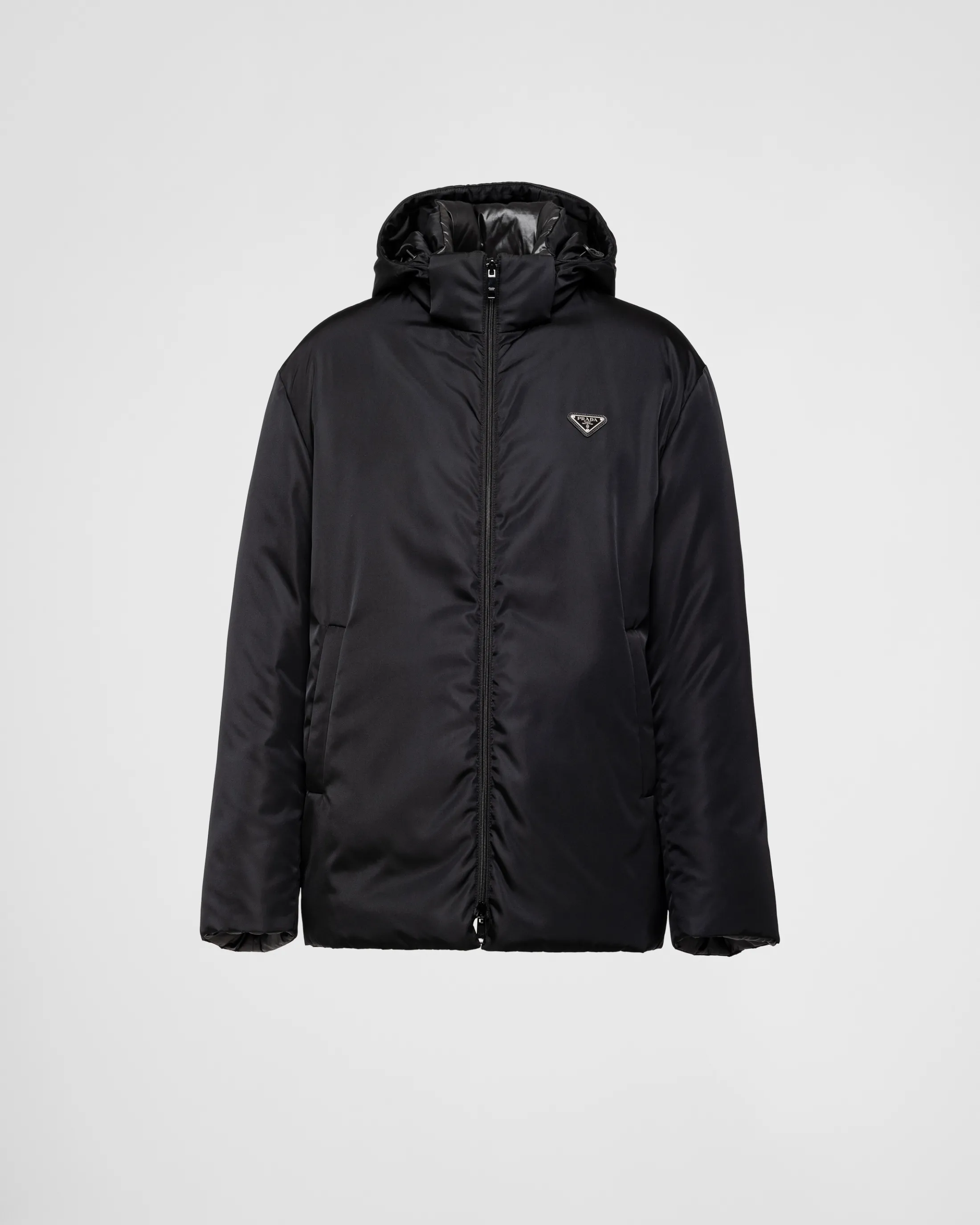 Prada Hooded Re-Nylon down jacket Black Fashion