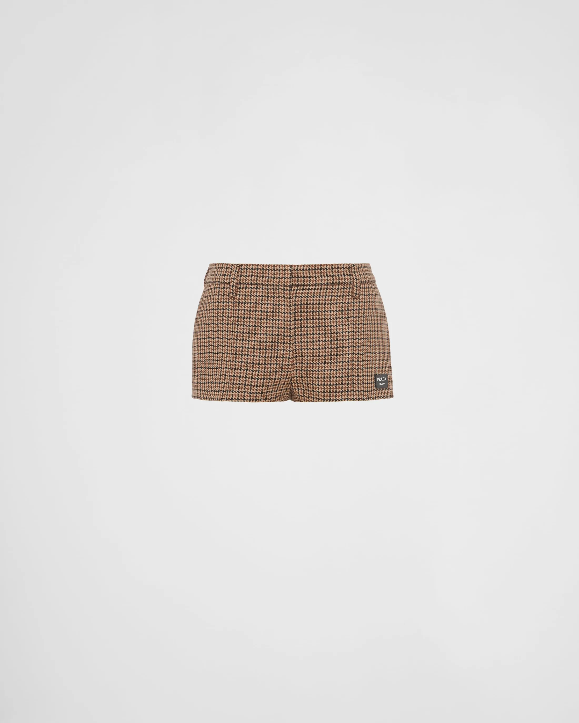 Prada Houndstooth check shorts Tobacco Clearance