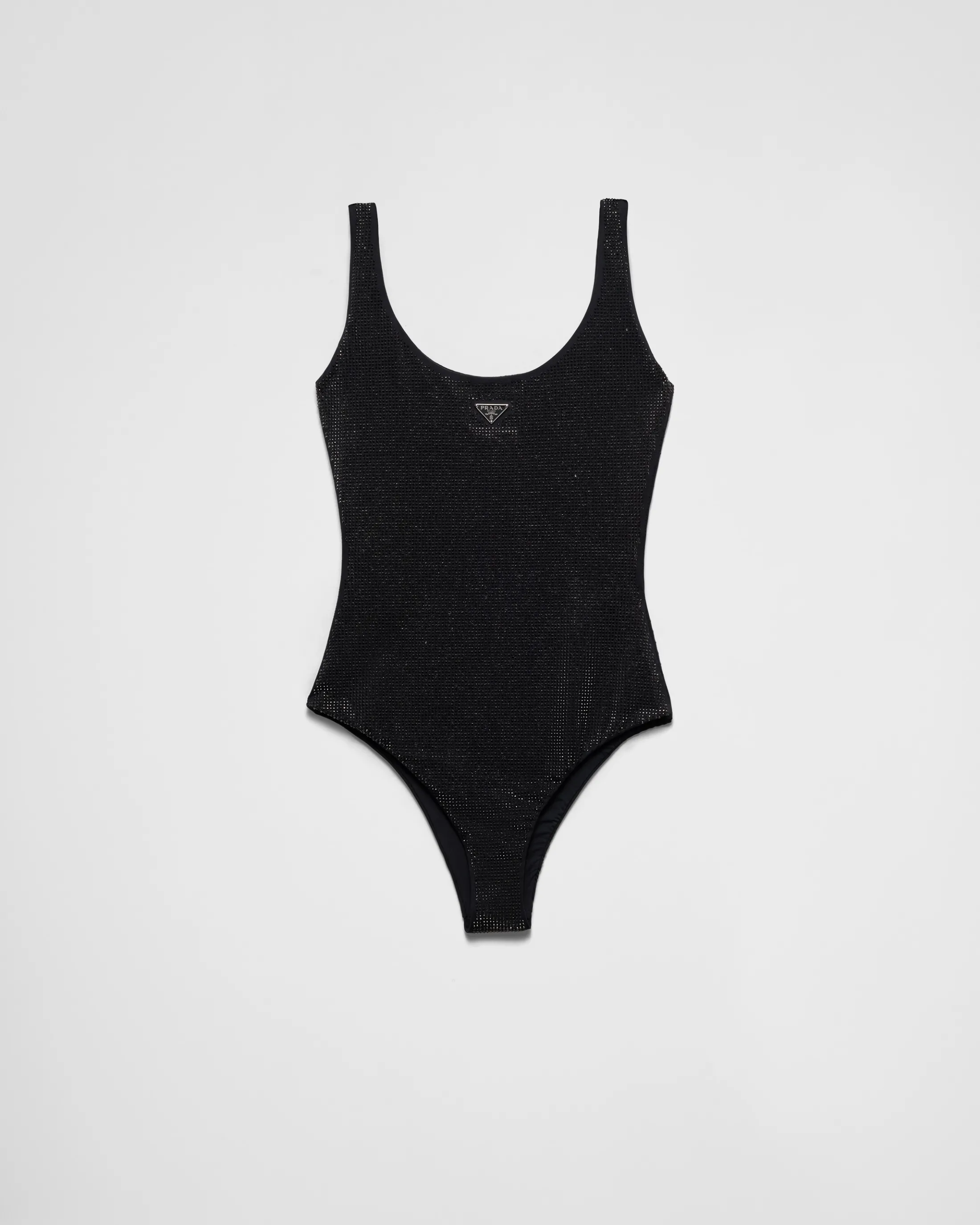 Prada Jersey one-piece swimsuit with rhinestones Black/fume Cheap