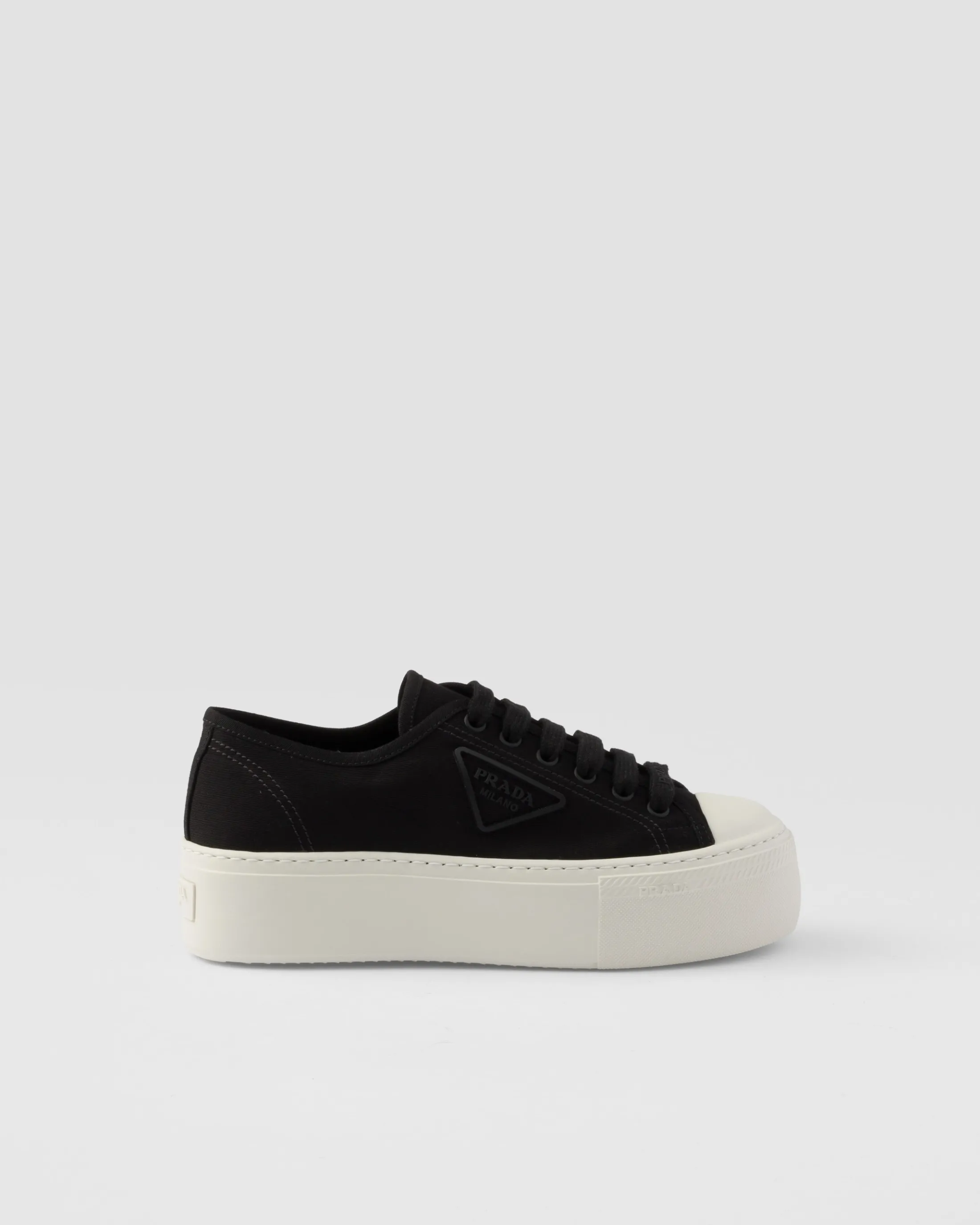 Prada Laced fabric sneakers Black Clearance