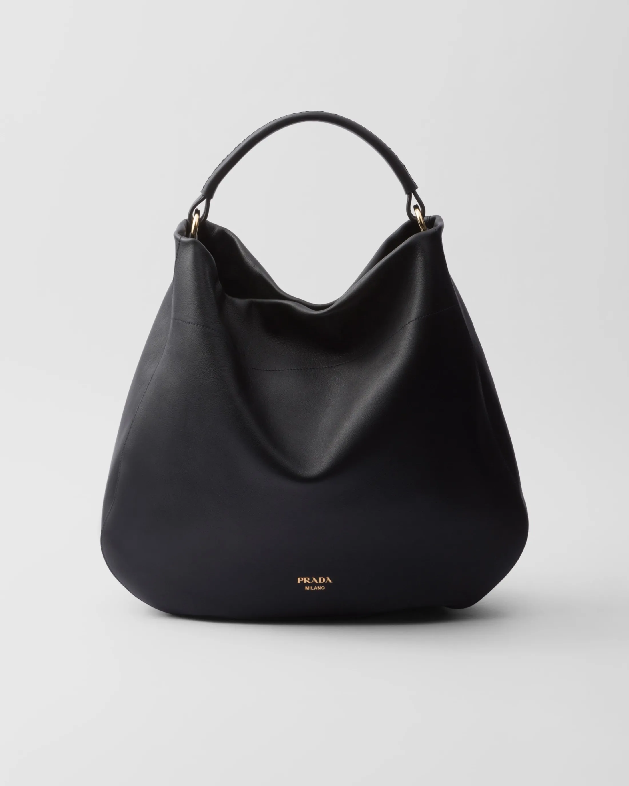 Prada Large leather shoulder bag Black Clearance