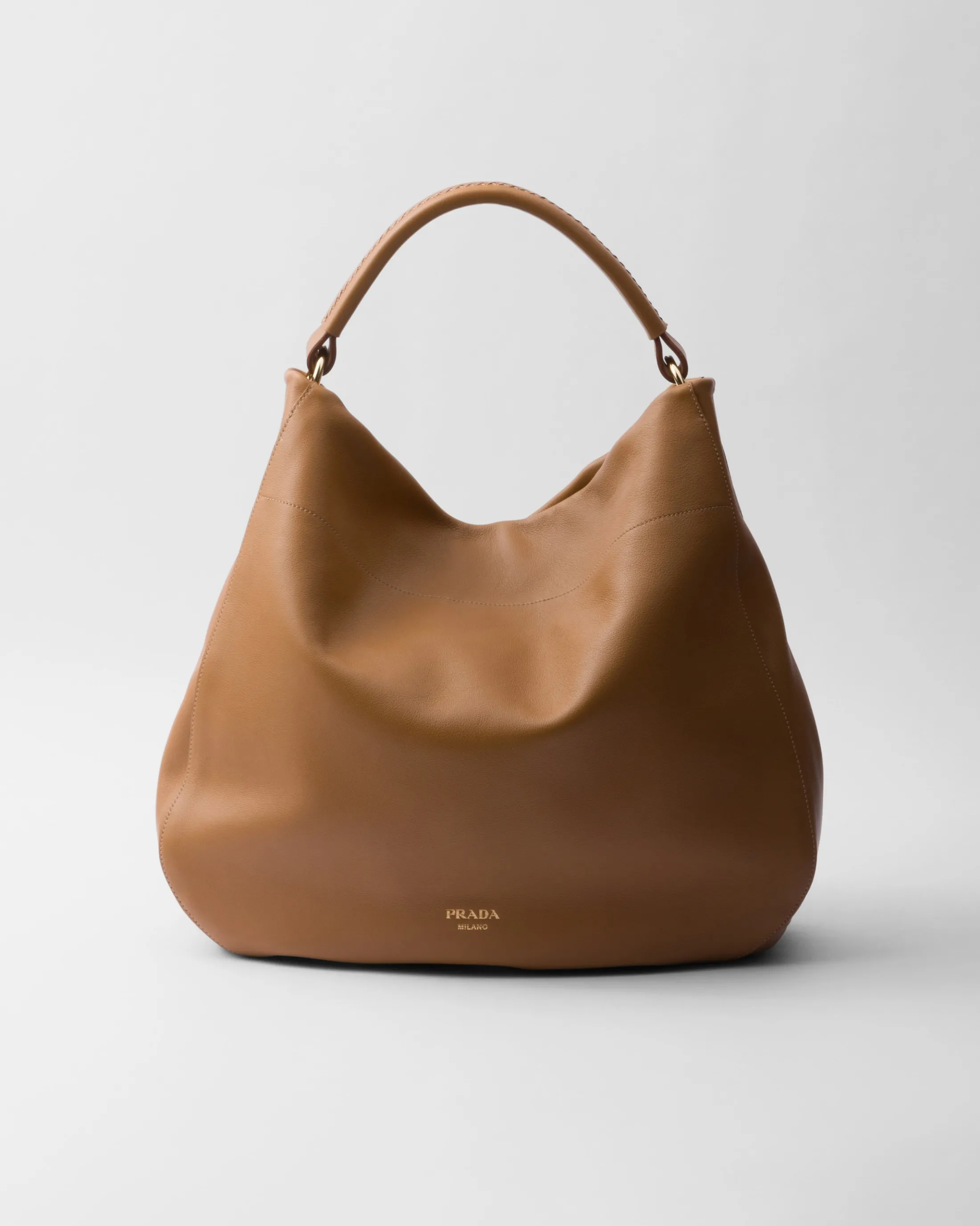 Prada Large leather shoulder bag Caramel Cheap