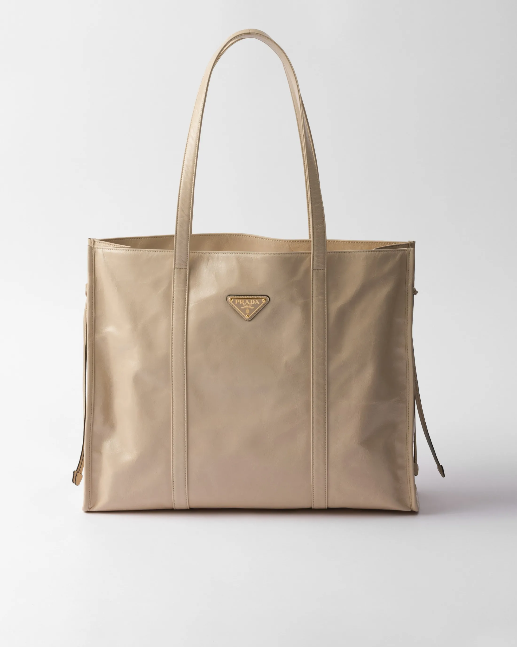 Prada Large leather tote bag Travertine Online