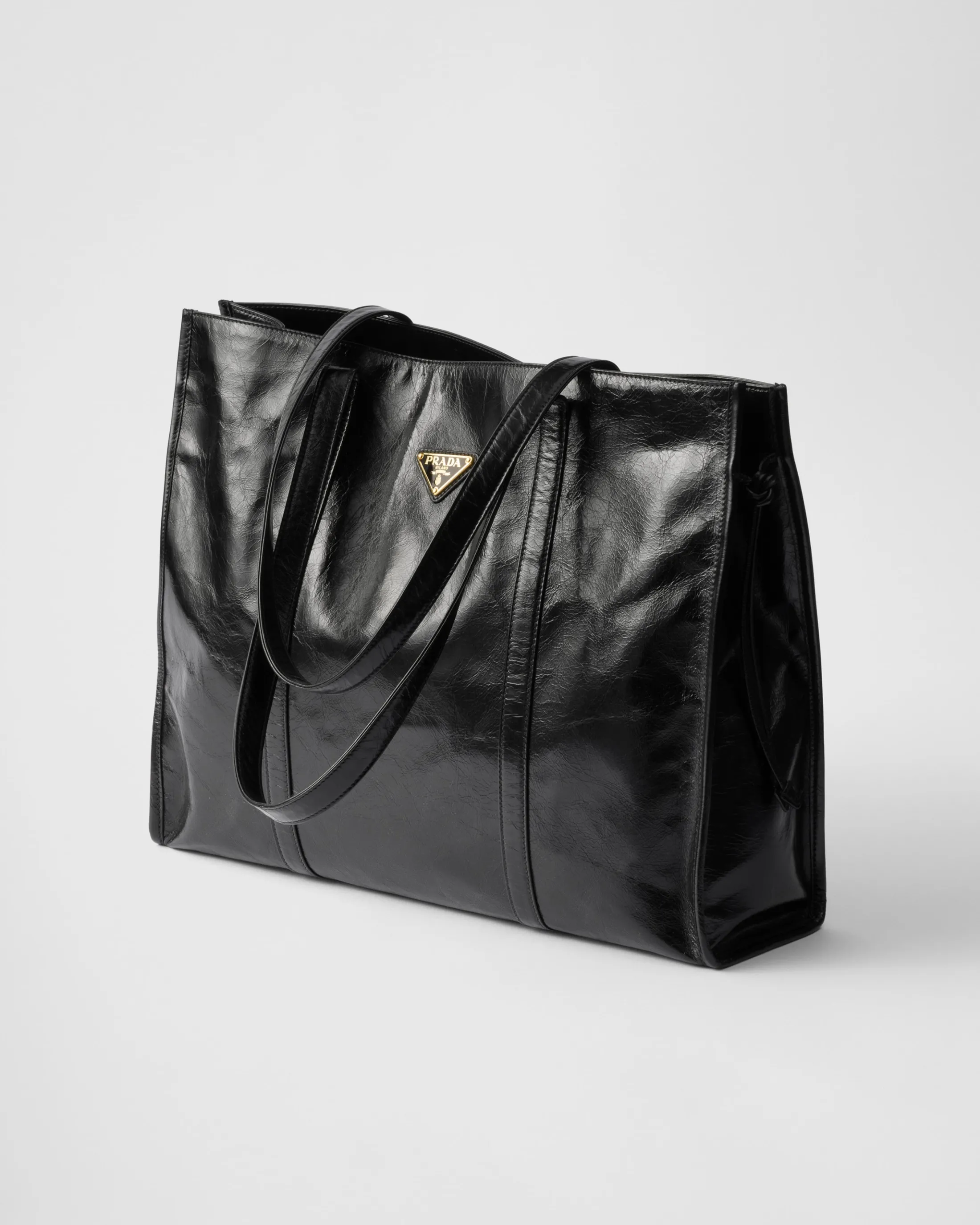 Prada Large leather tote bag Black Outlet