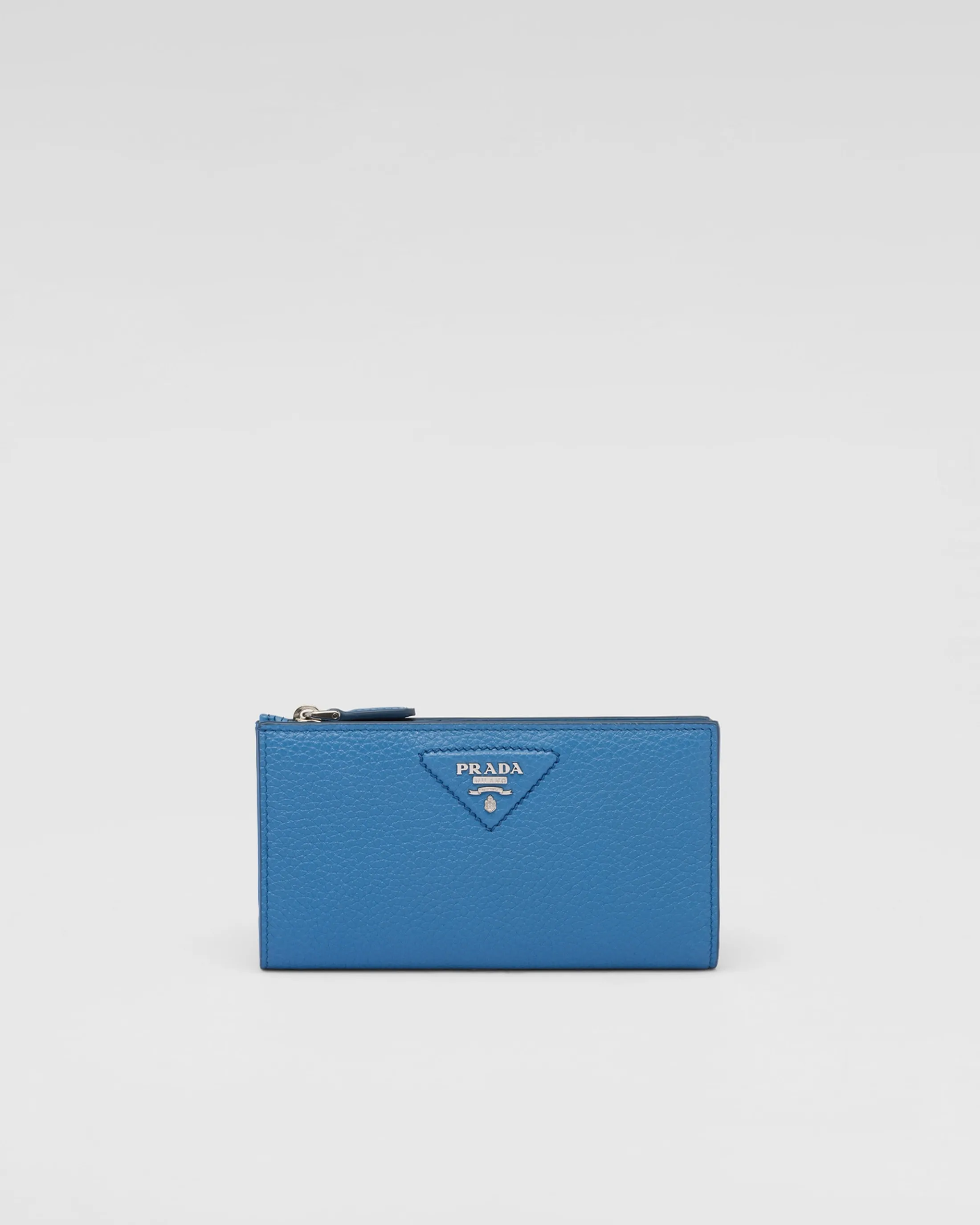 Prada Large leather wallet Lightblue Flash Sale