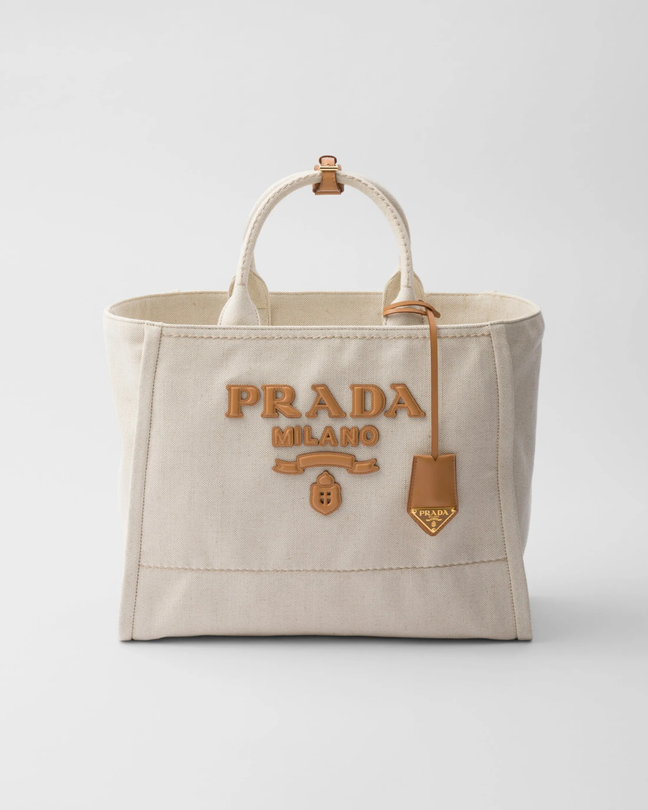 Prada Large linen blend tote bag Natural Cheap