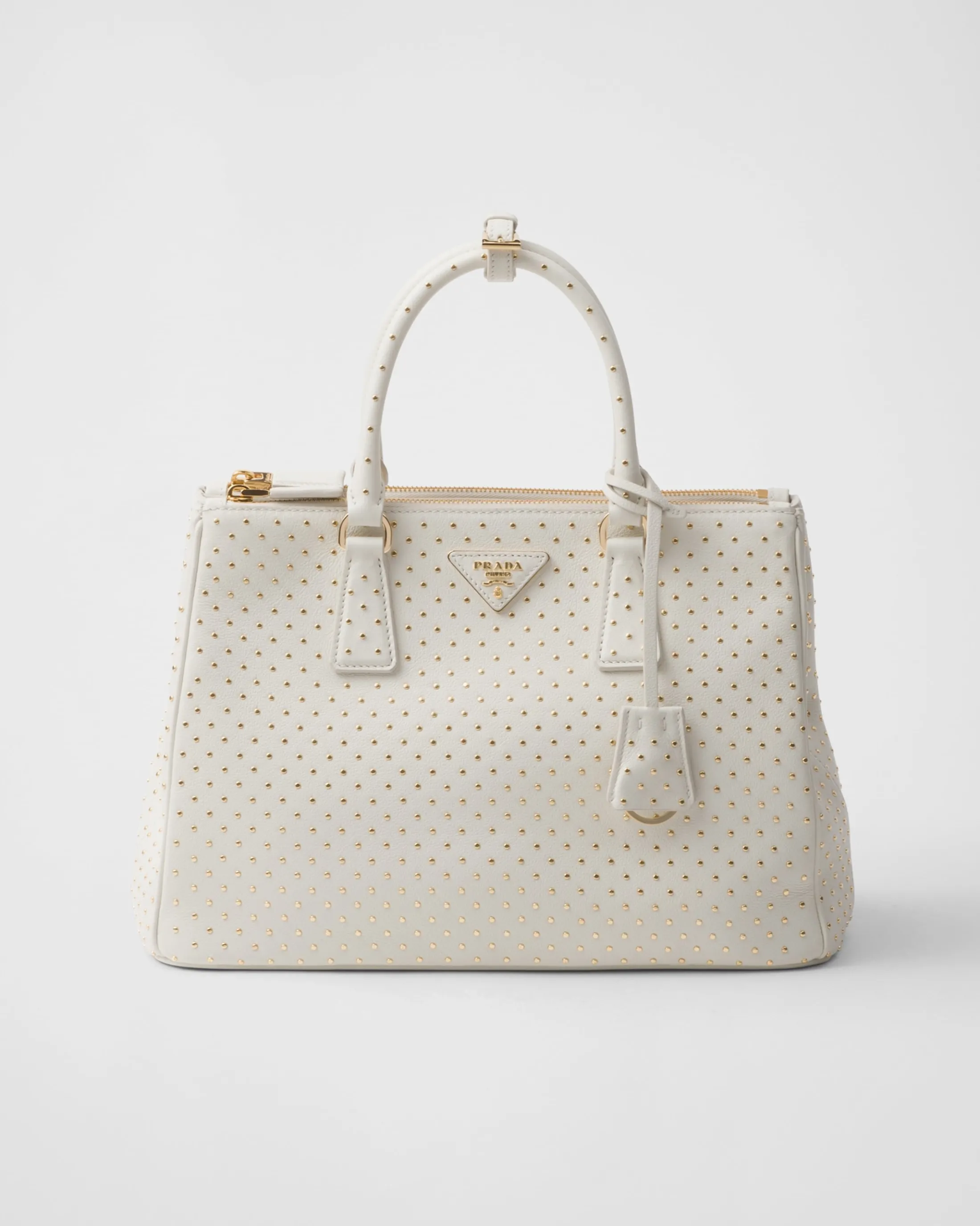 Prada Large Galleria studded leather bag White Shop