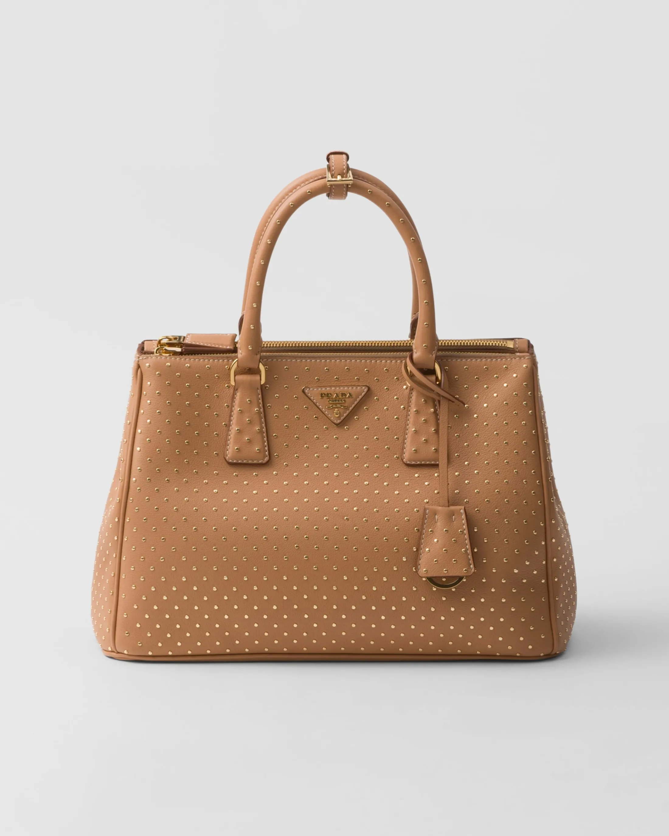 Prada Large Galleria studded leather bag Natural Clearance