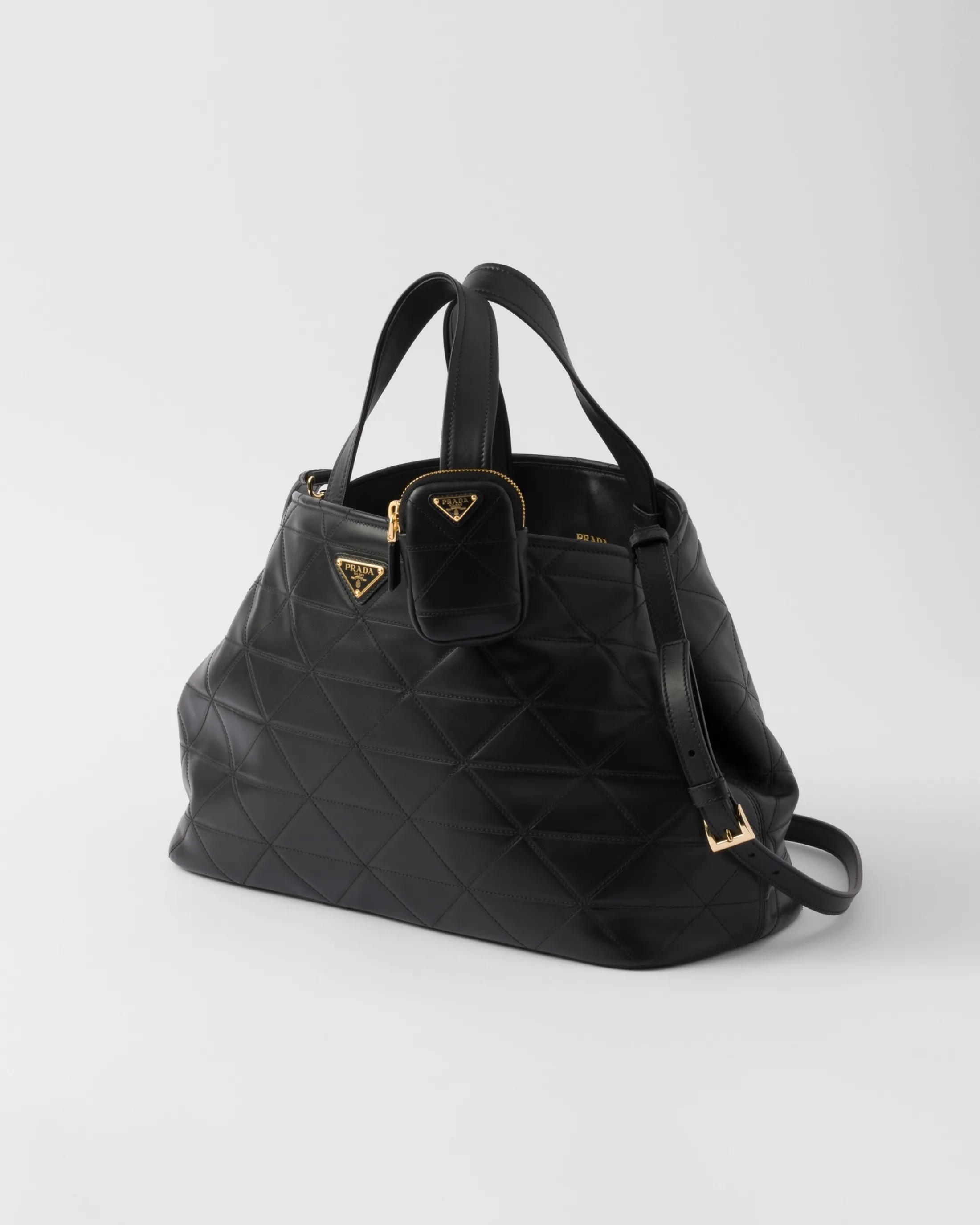 Prada Large quilted leather tote bag Black Best Sale