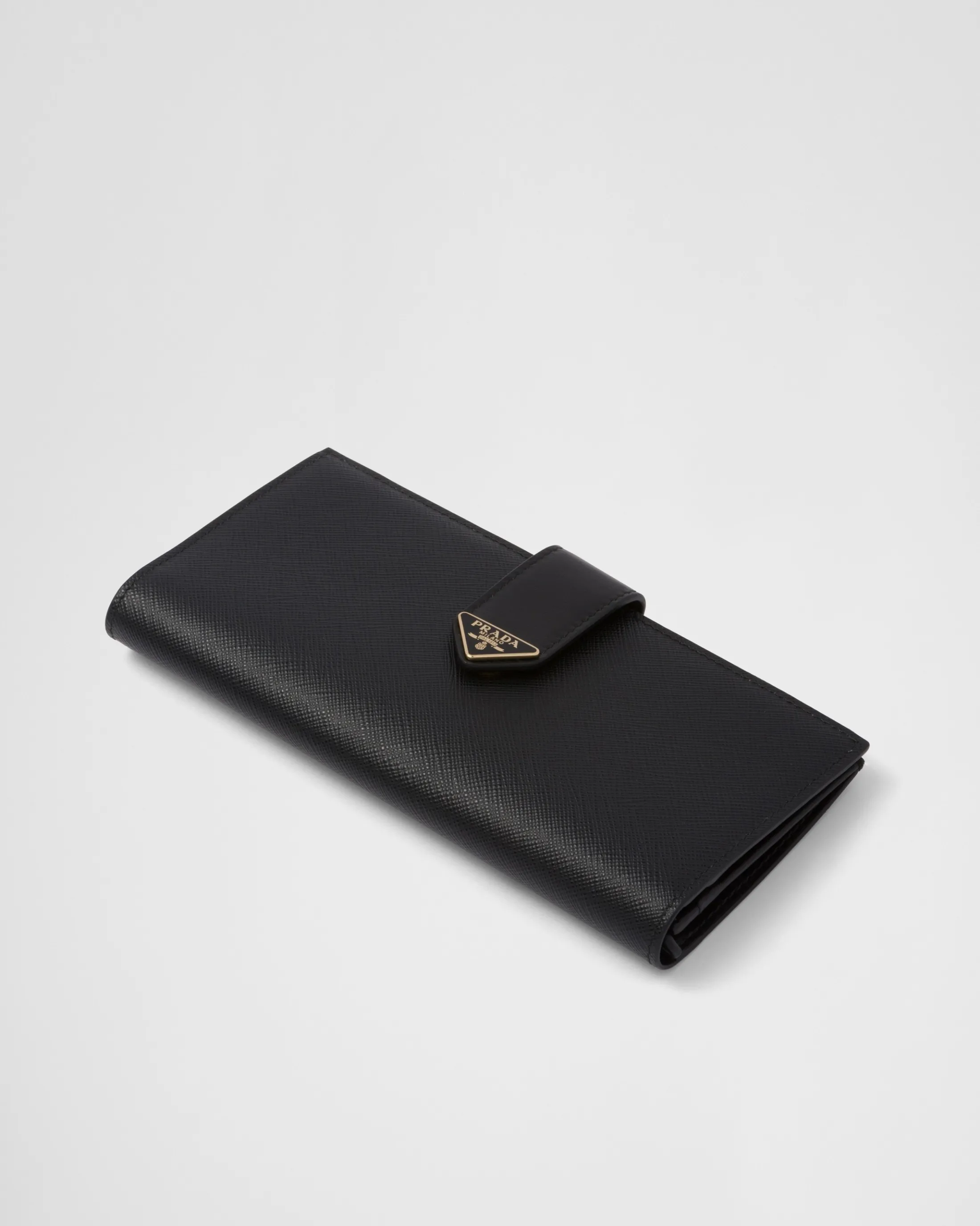 Prada Large Saffiano and smooth leather wallet Black Store