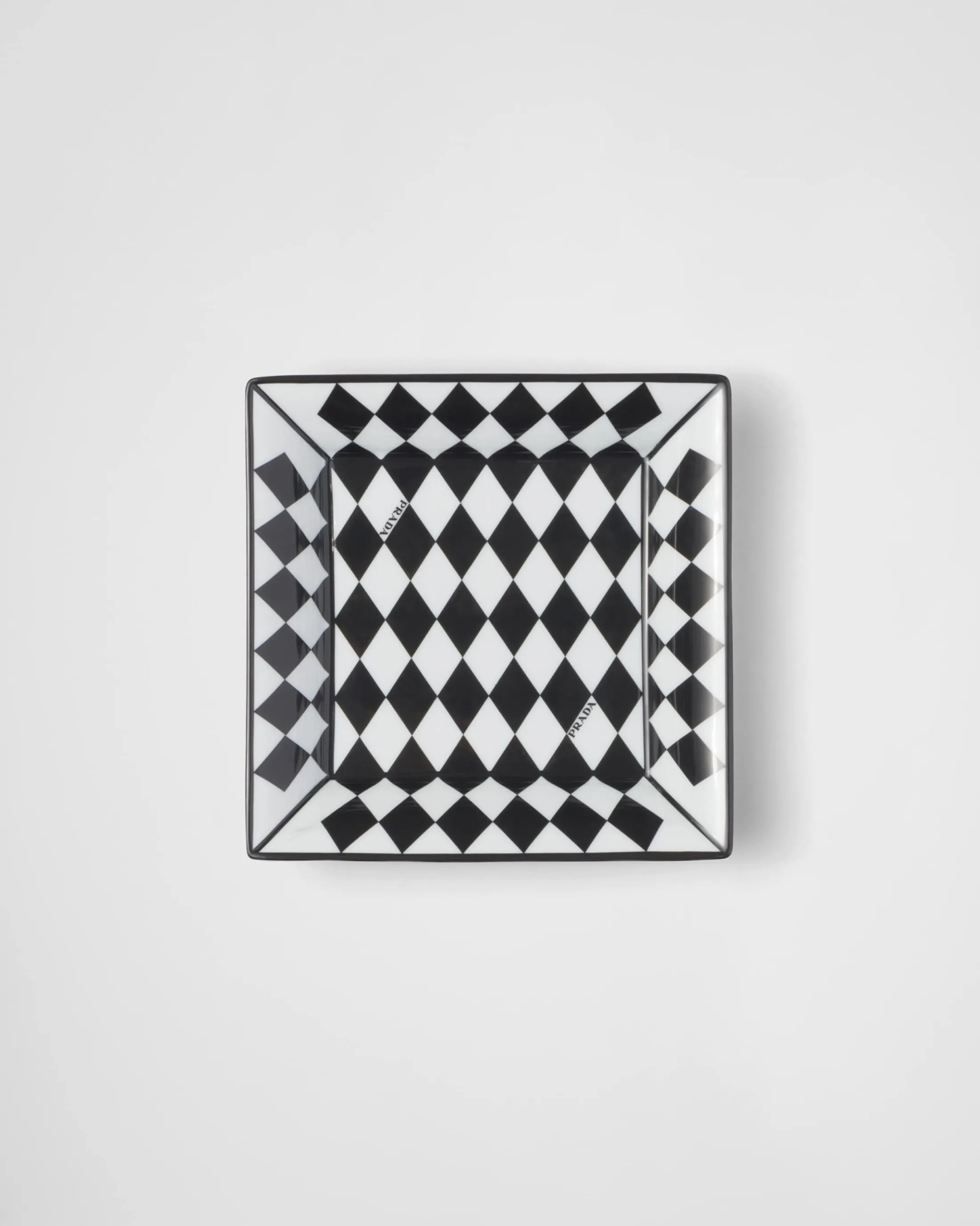 Prada Large square porcelain catchall tray - Checkerboard White/black Cheap