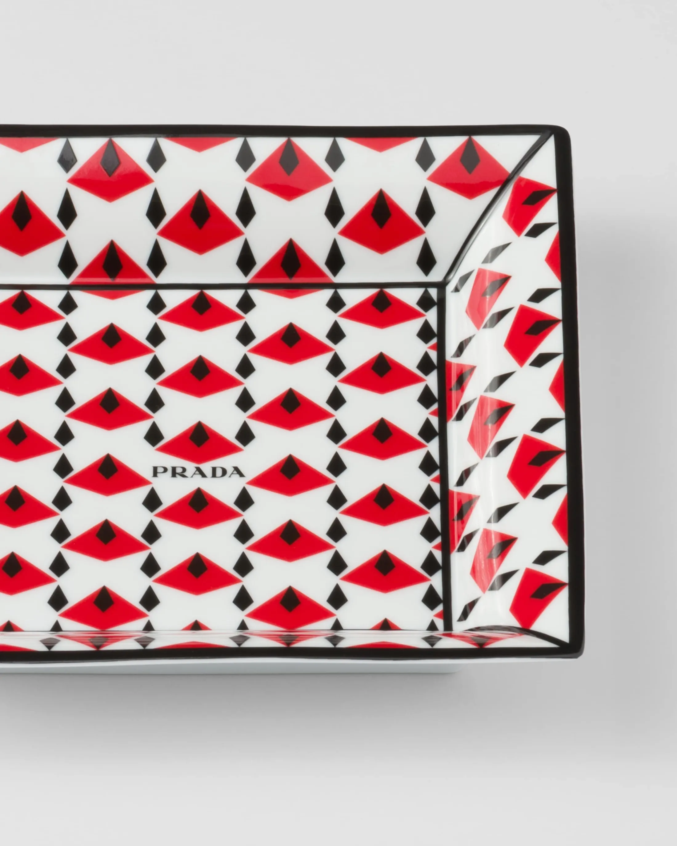 Prada Large square porcelain catchall tray - Vienna Red Black/red Online