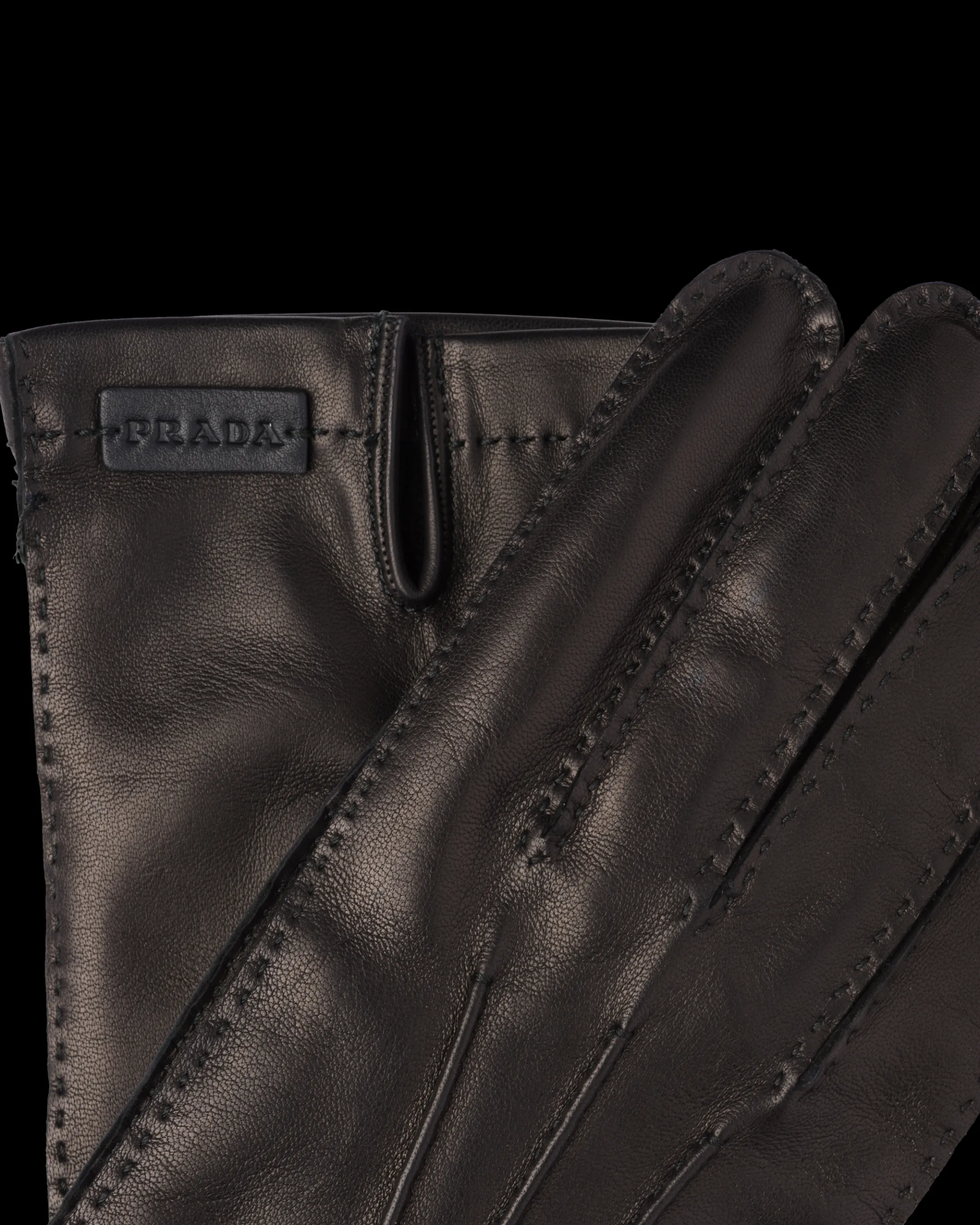 Prada Leather and cashmere gloves Black Sale