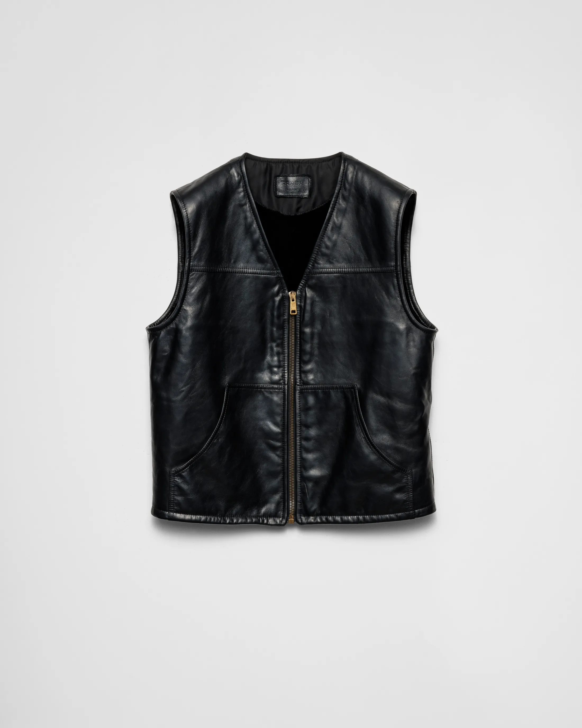 Prada Leather and shearling vest Black Hot