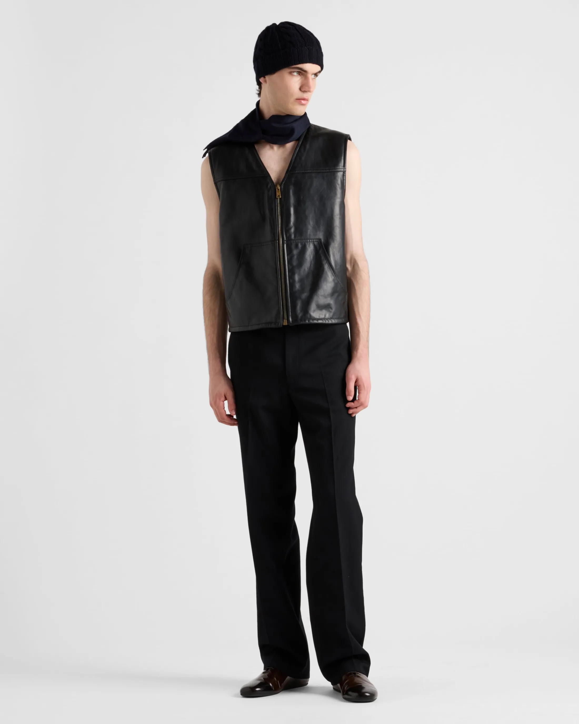 Prada Leather and shearling vest Black Hot