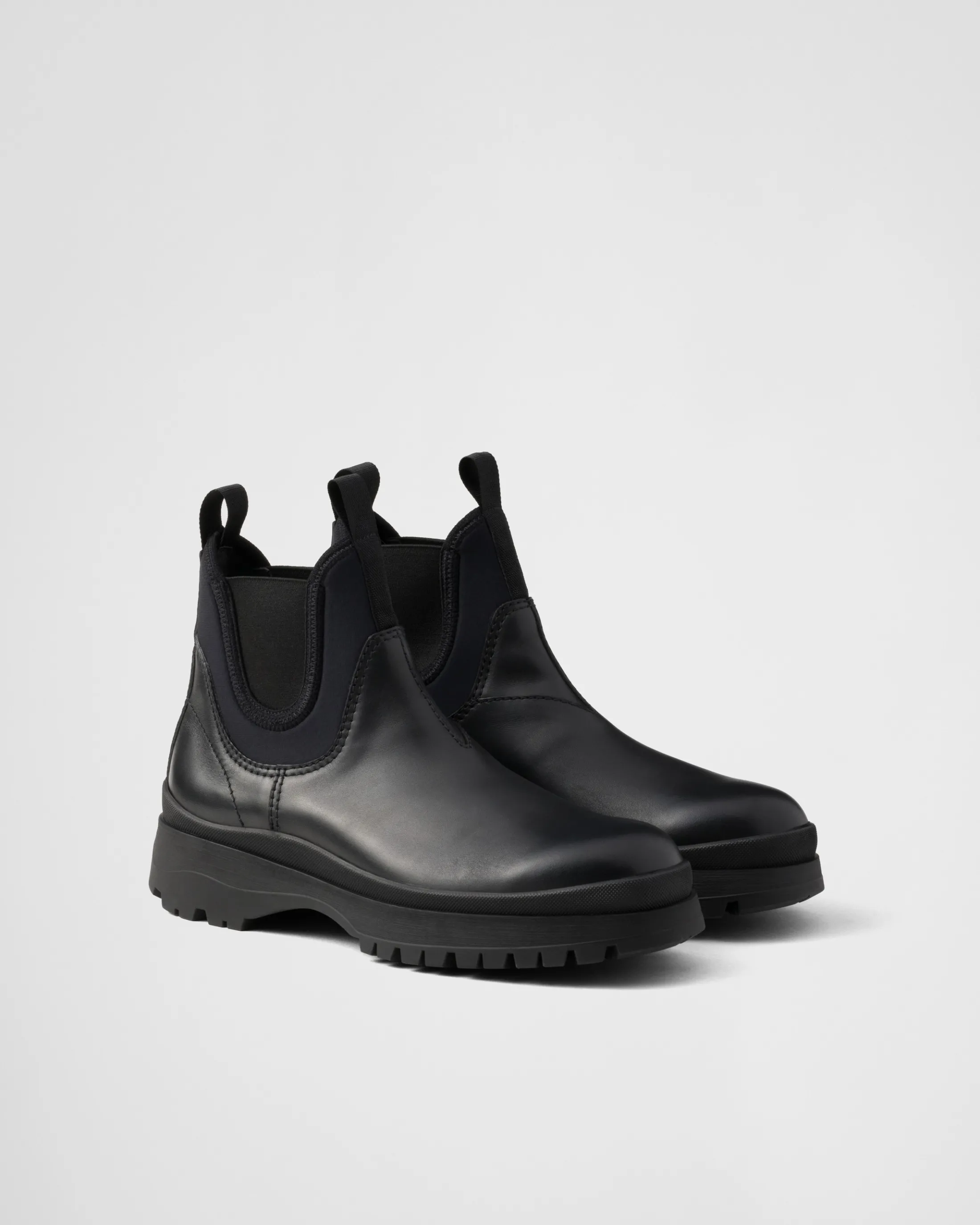 Prada Leather and stretch fabric Chelsea boots Black Best