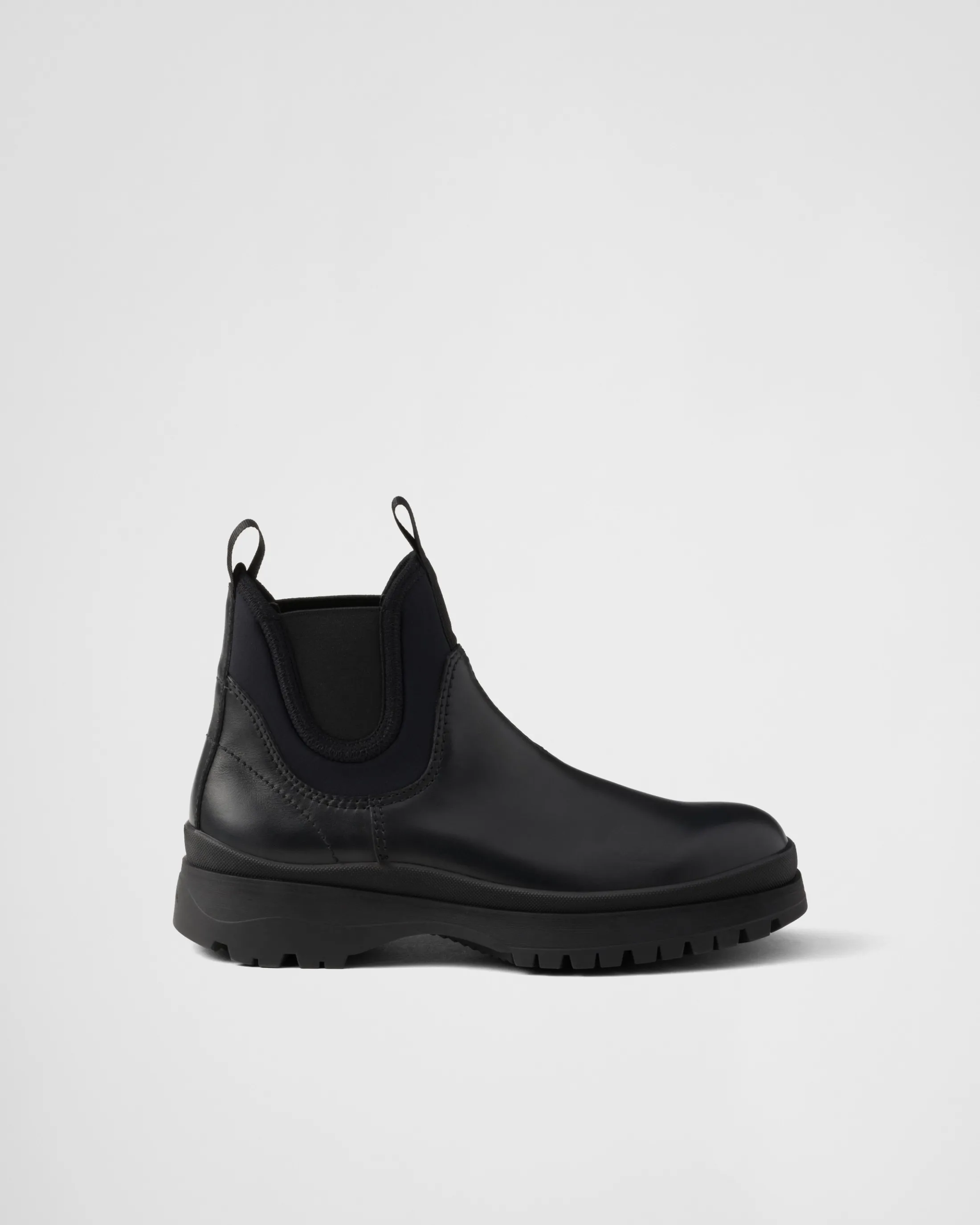 Prada Leather and stretch fabric Chelsea boots Black Best