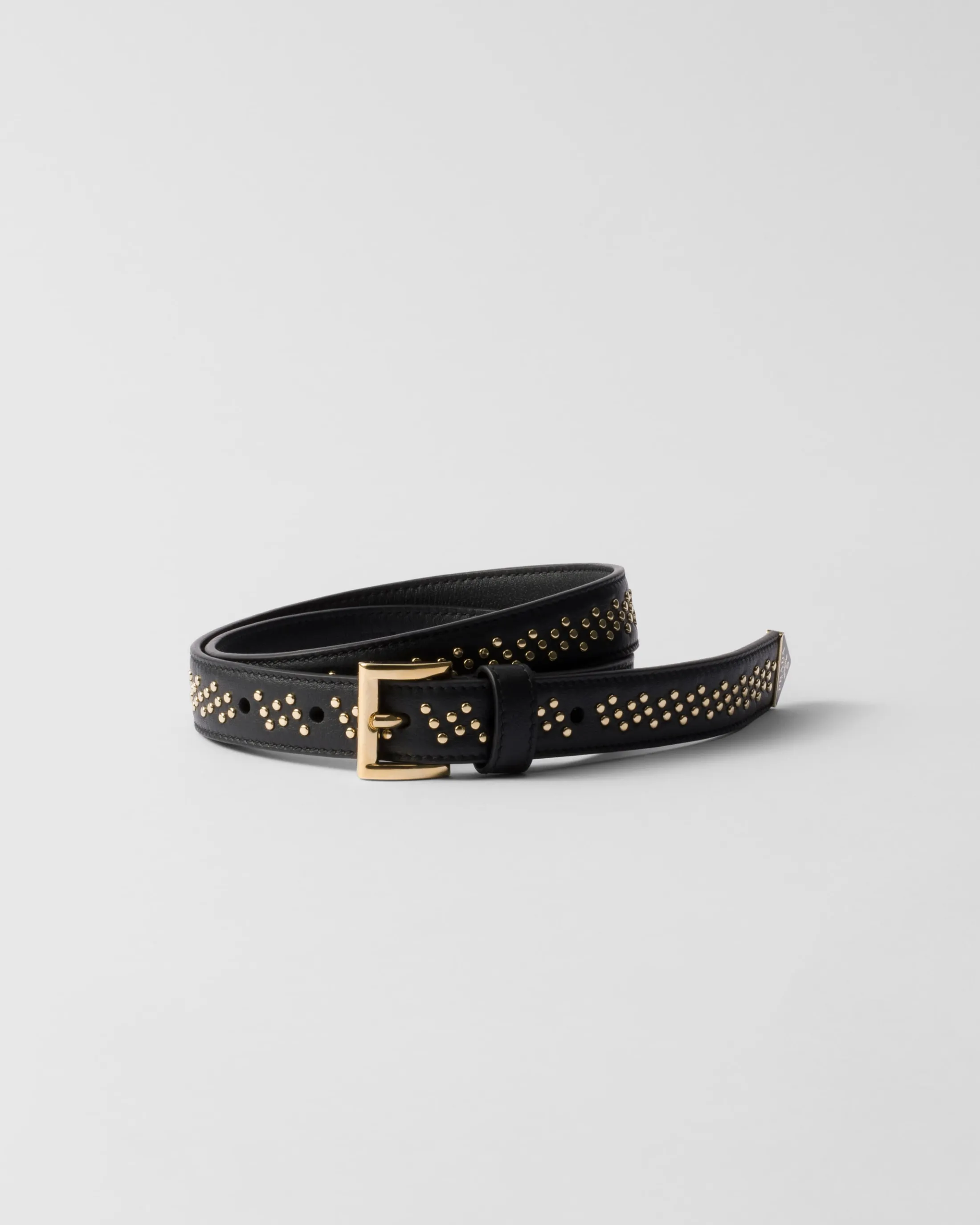 Prada Leather belt with studs Black Discount