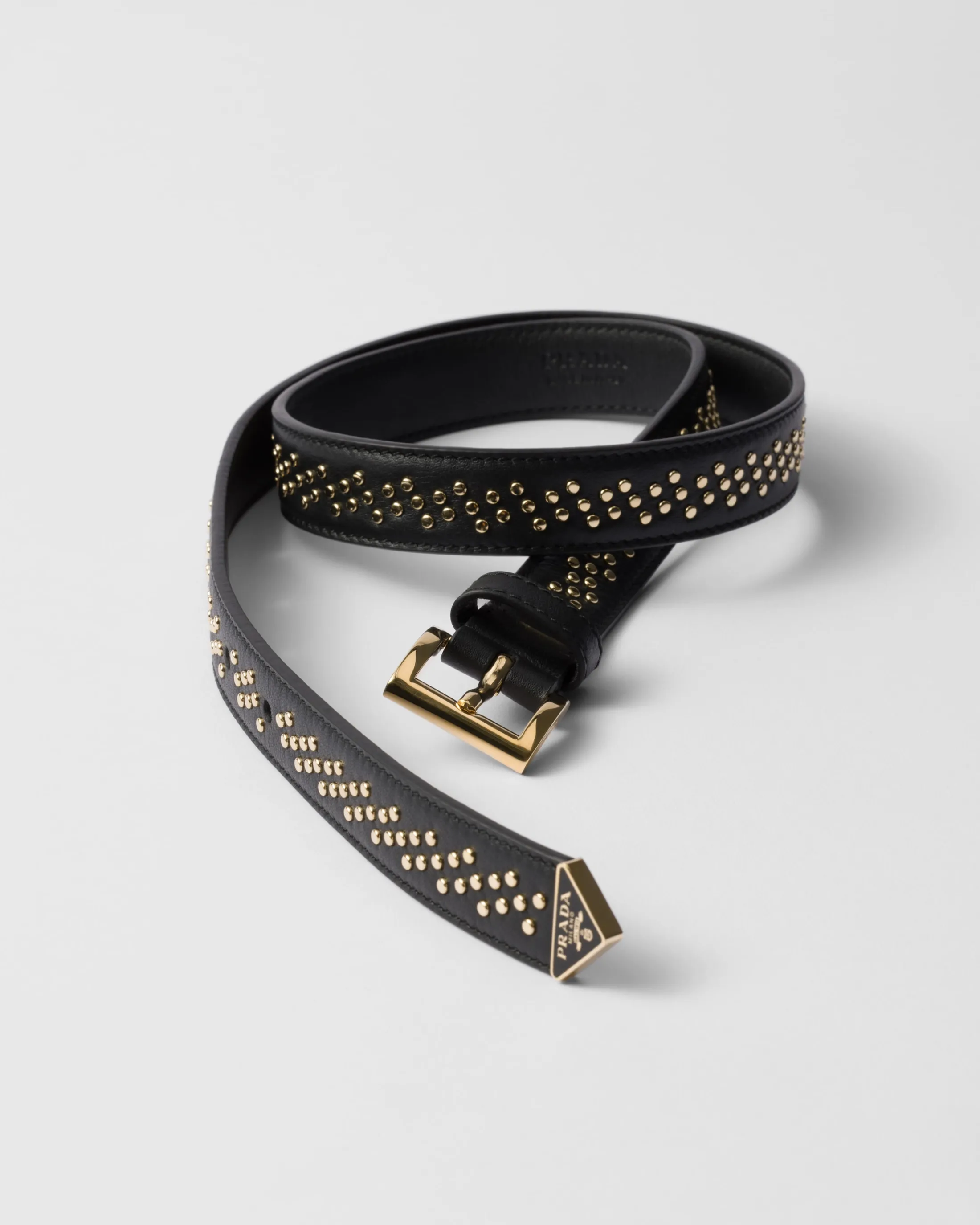 Prada Leather belt with studs Black Discount