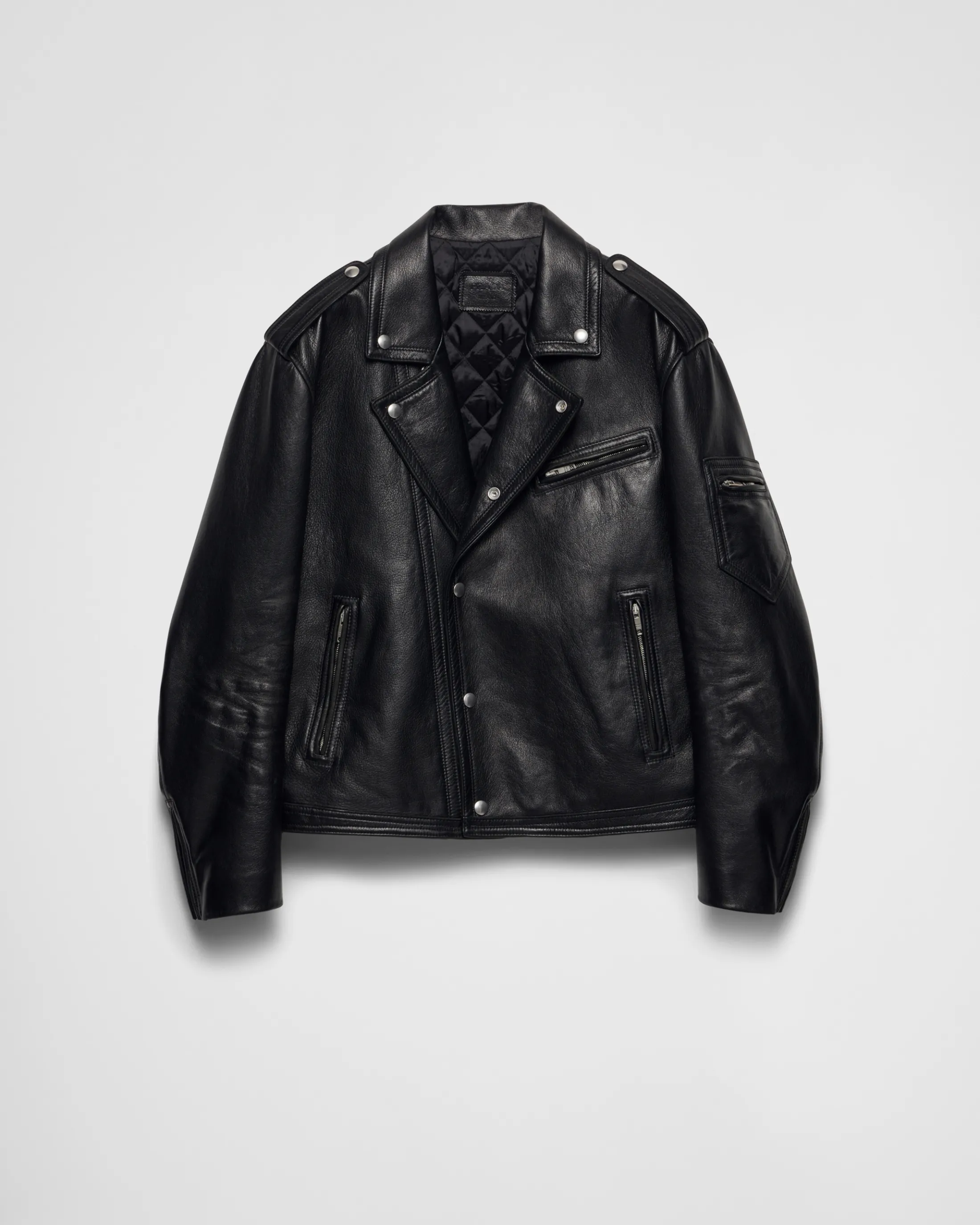 Prada Leather biker jacket Black Hot