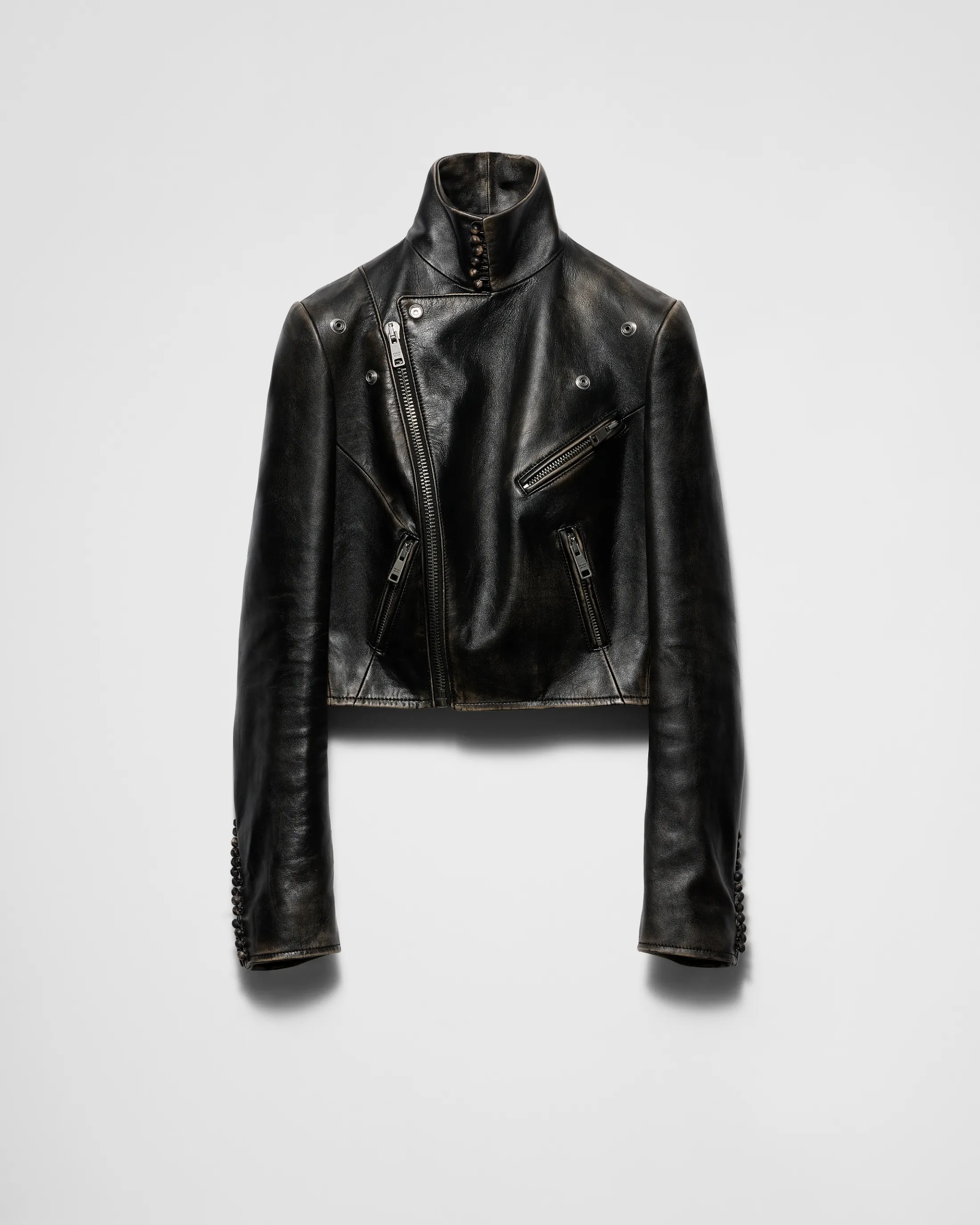 Prada Leather biker jacket Black Sale