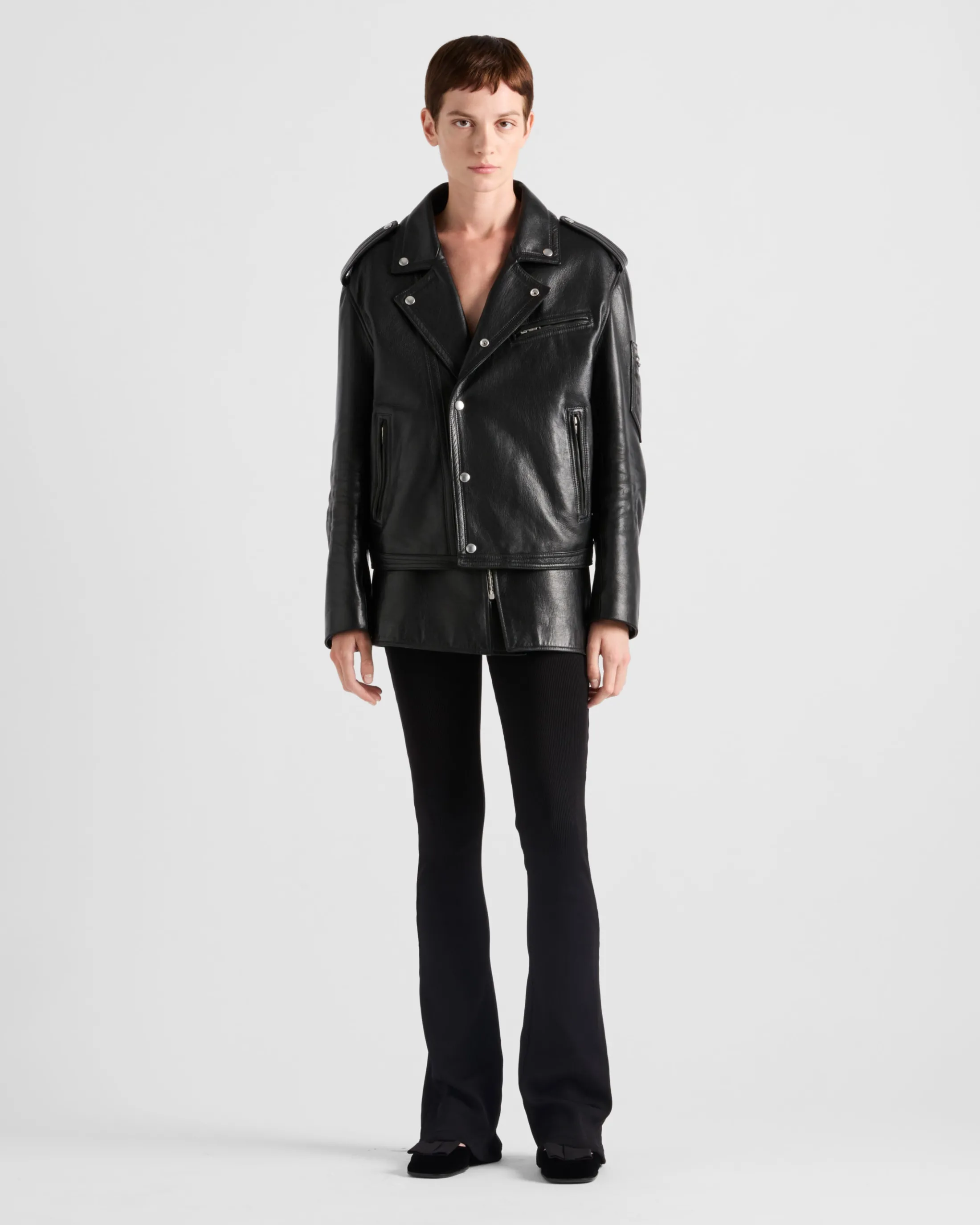 Prada Leather biker jacket Black Hot