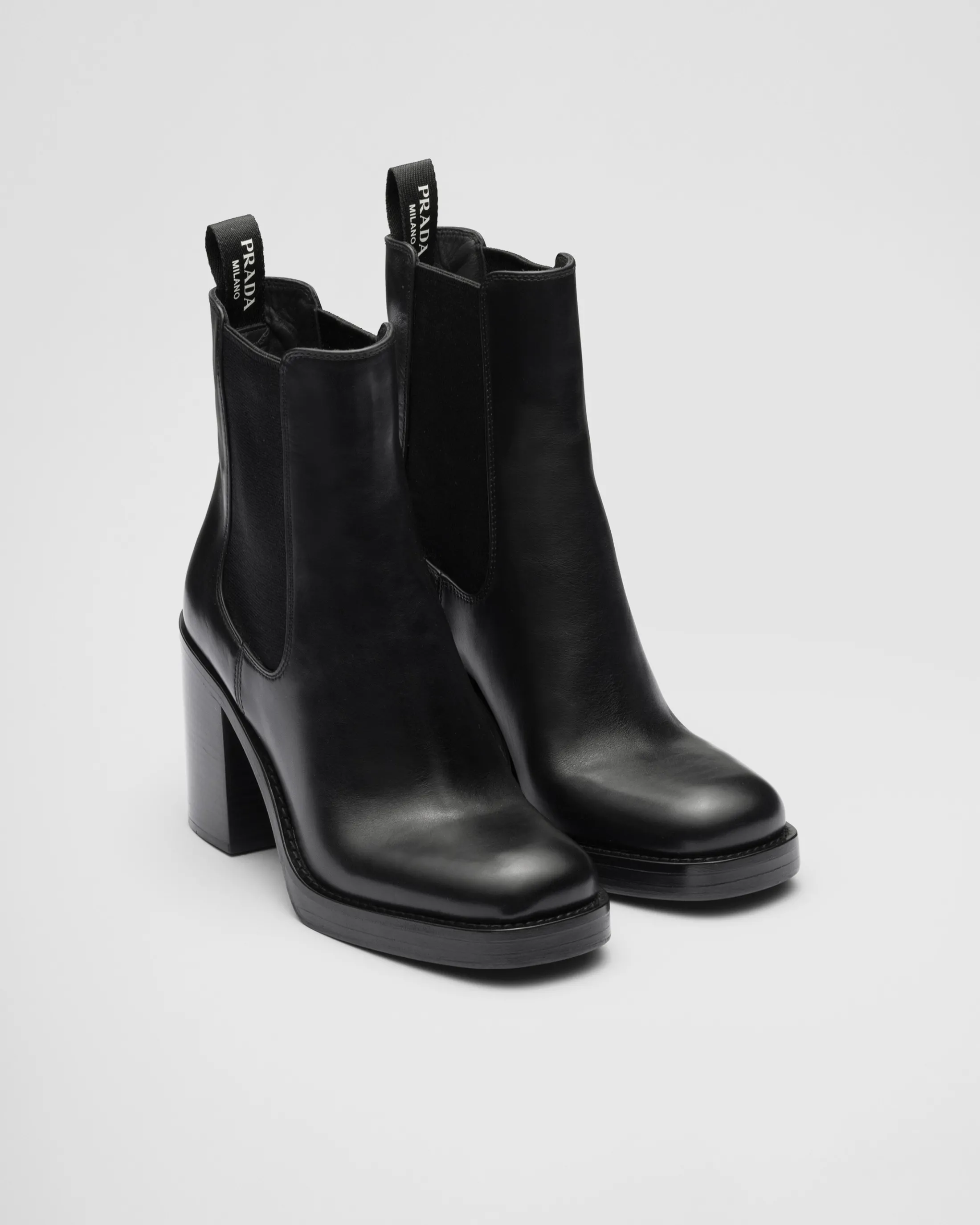 Prada Leather booties Black Best Sale