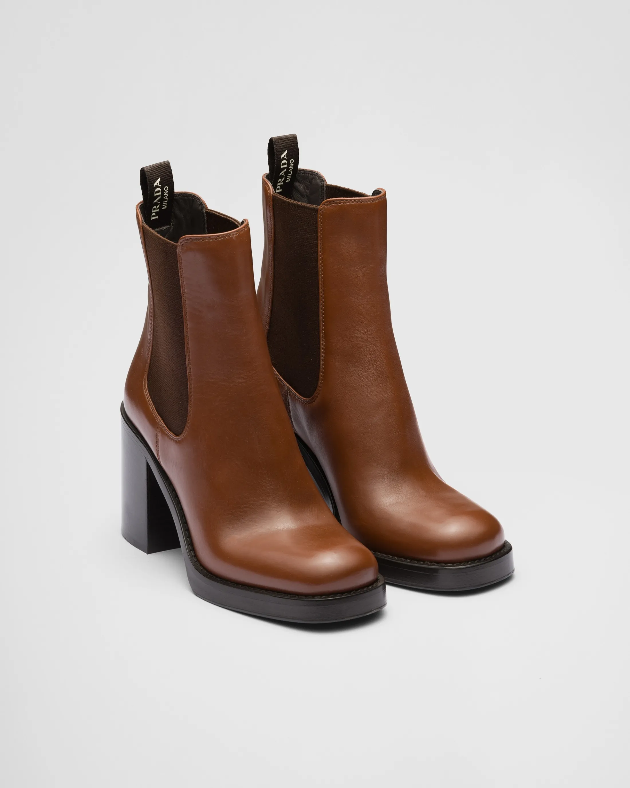 Prada Leather booties Cognac Cheap