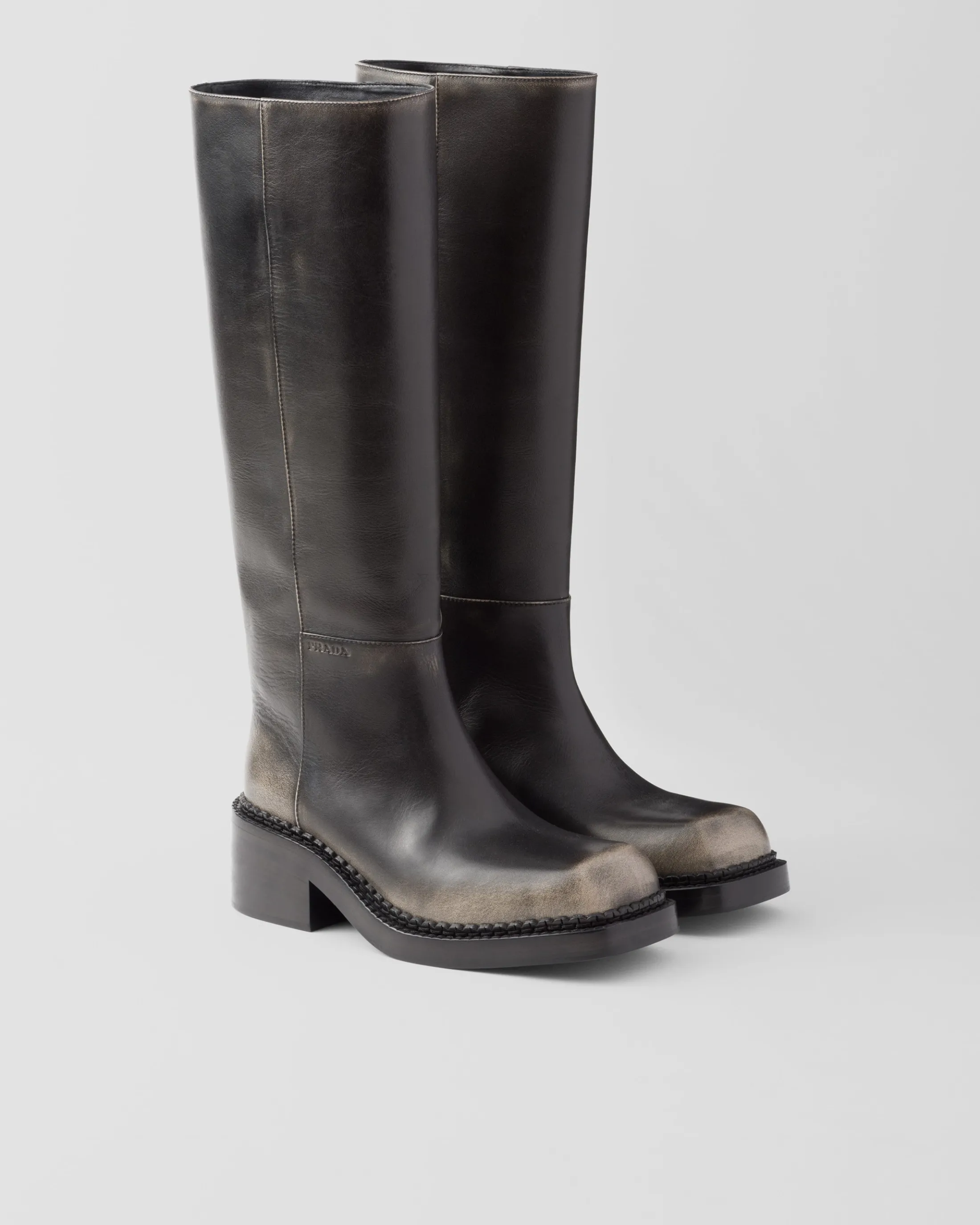 Prada Leather boots Black Flash Sale