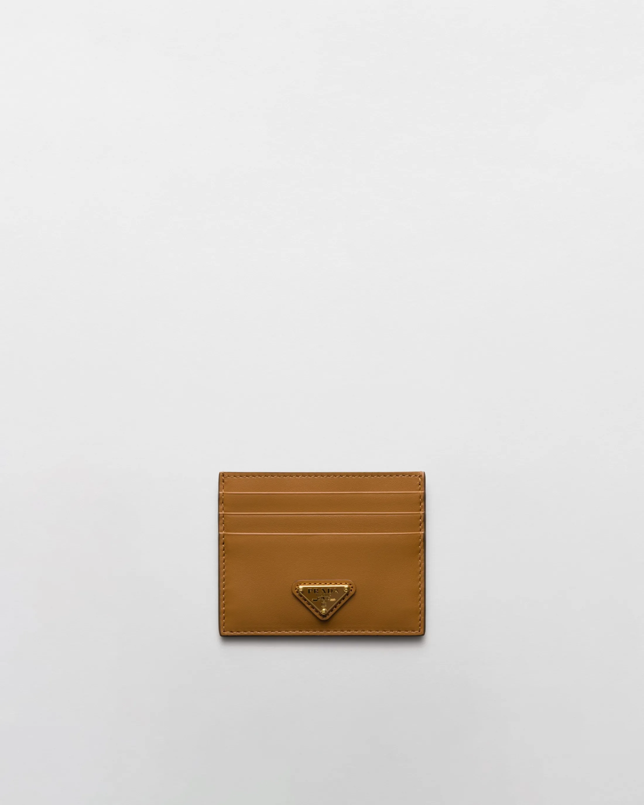 Prada Leather card holder Caramel Cheap