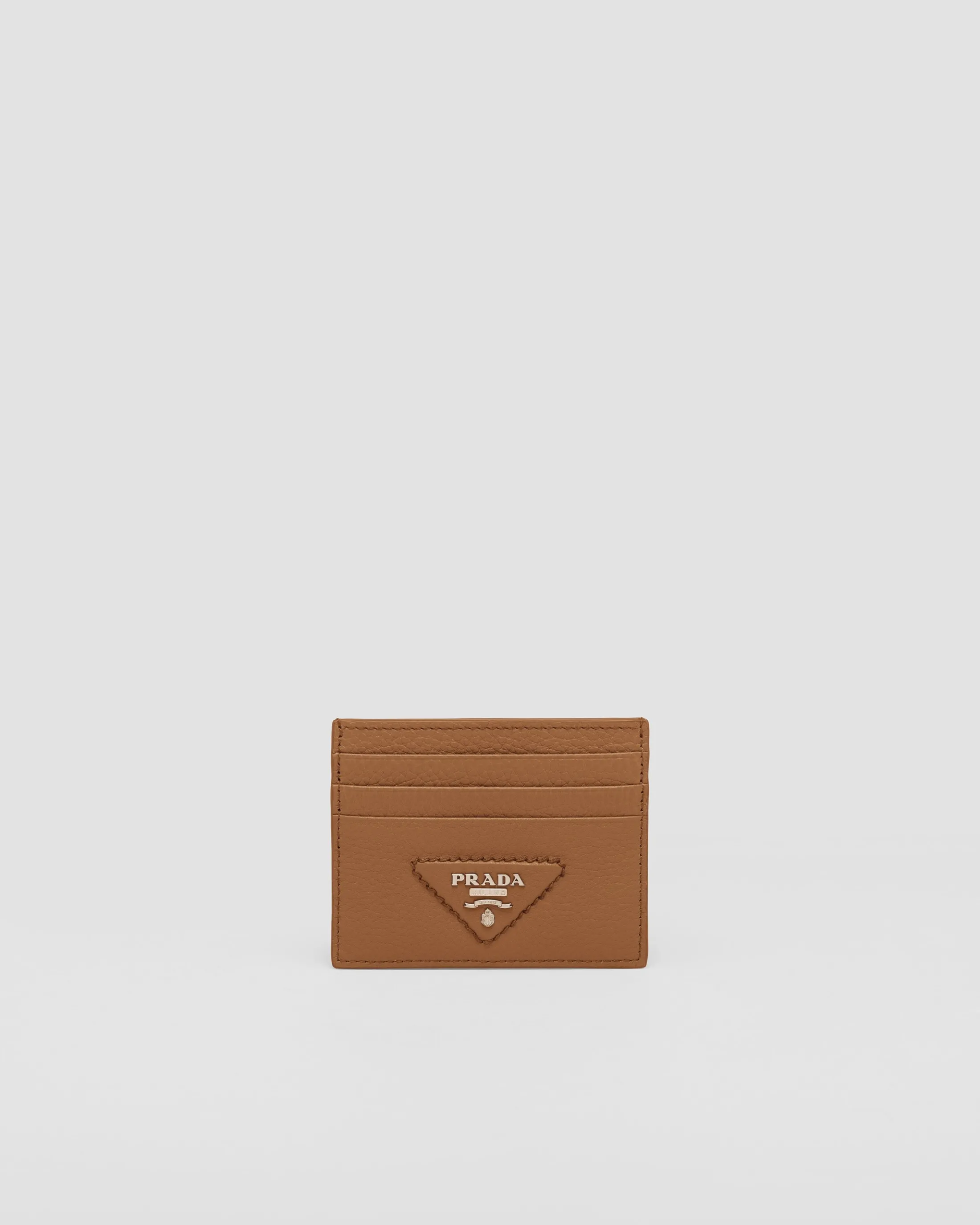 Prada Leather card holder Caramel Best Sale