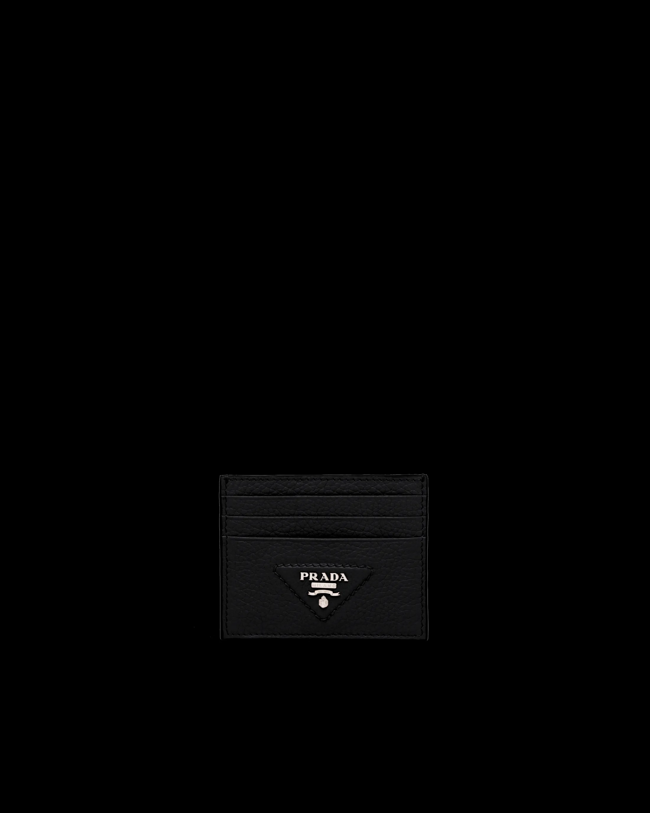 Prada Leather card holder Black Flash Sale