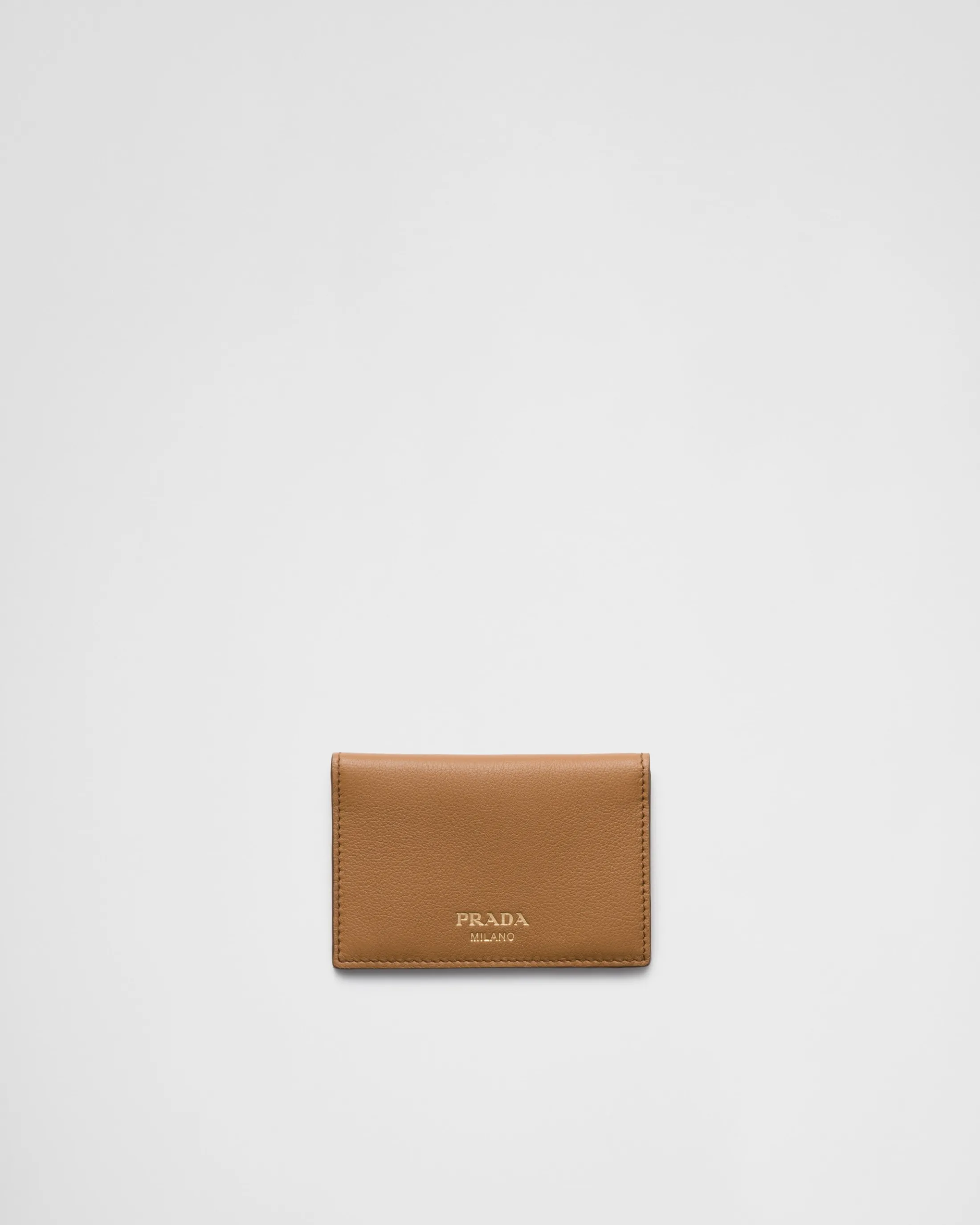 Prada Leather card holder Caramel Outlet