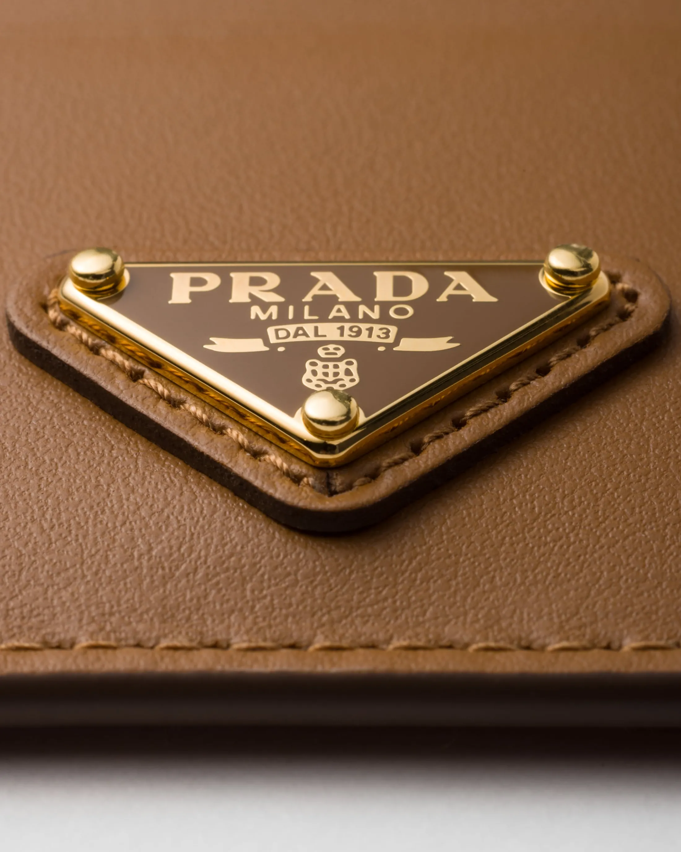 Prada Leather card holder Caramel Cheap