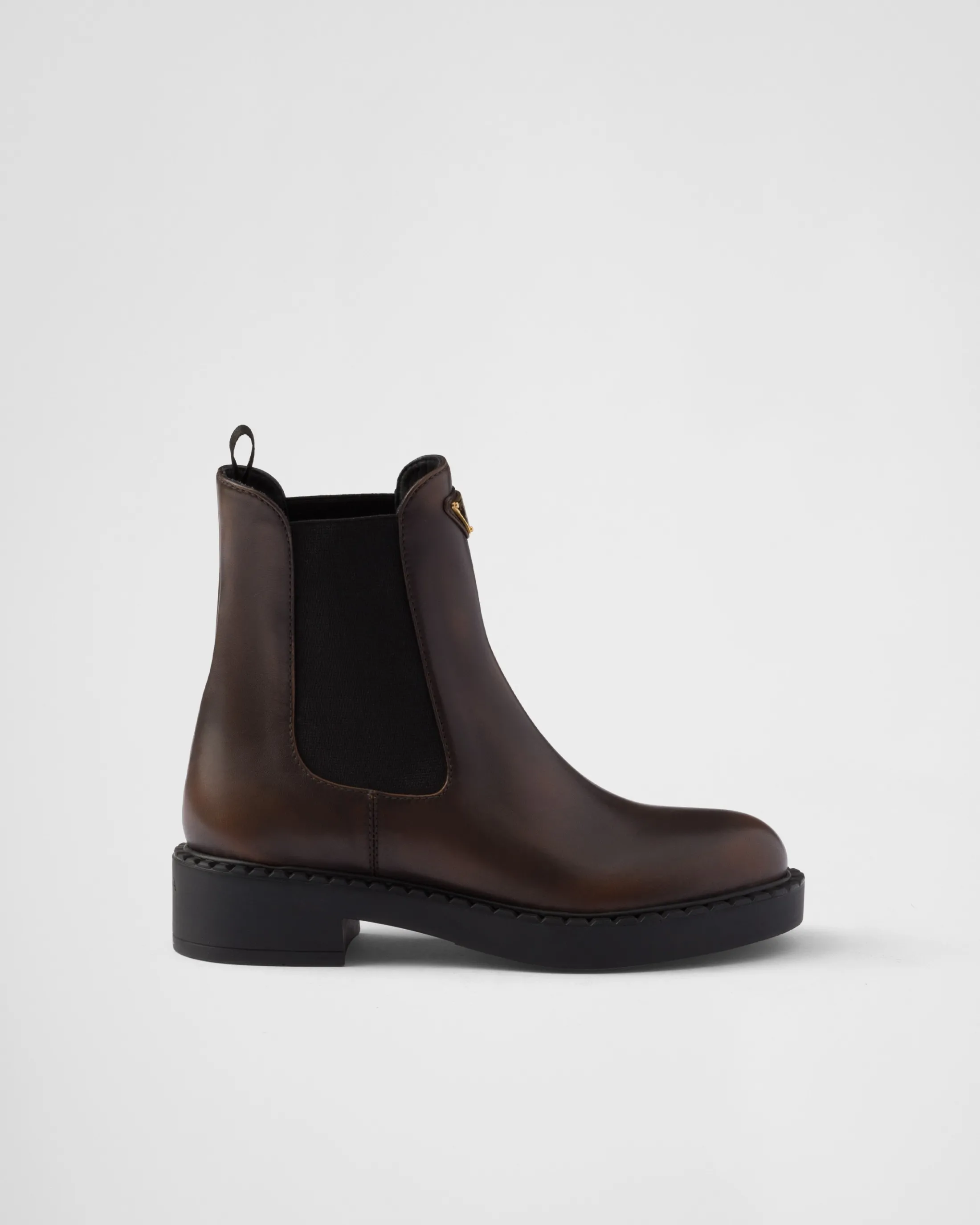 Prada Leather Chelsea boots Darkbrown Flash Sale