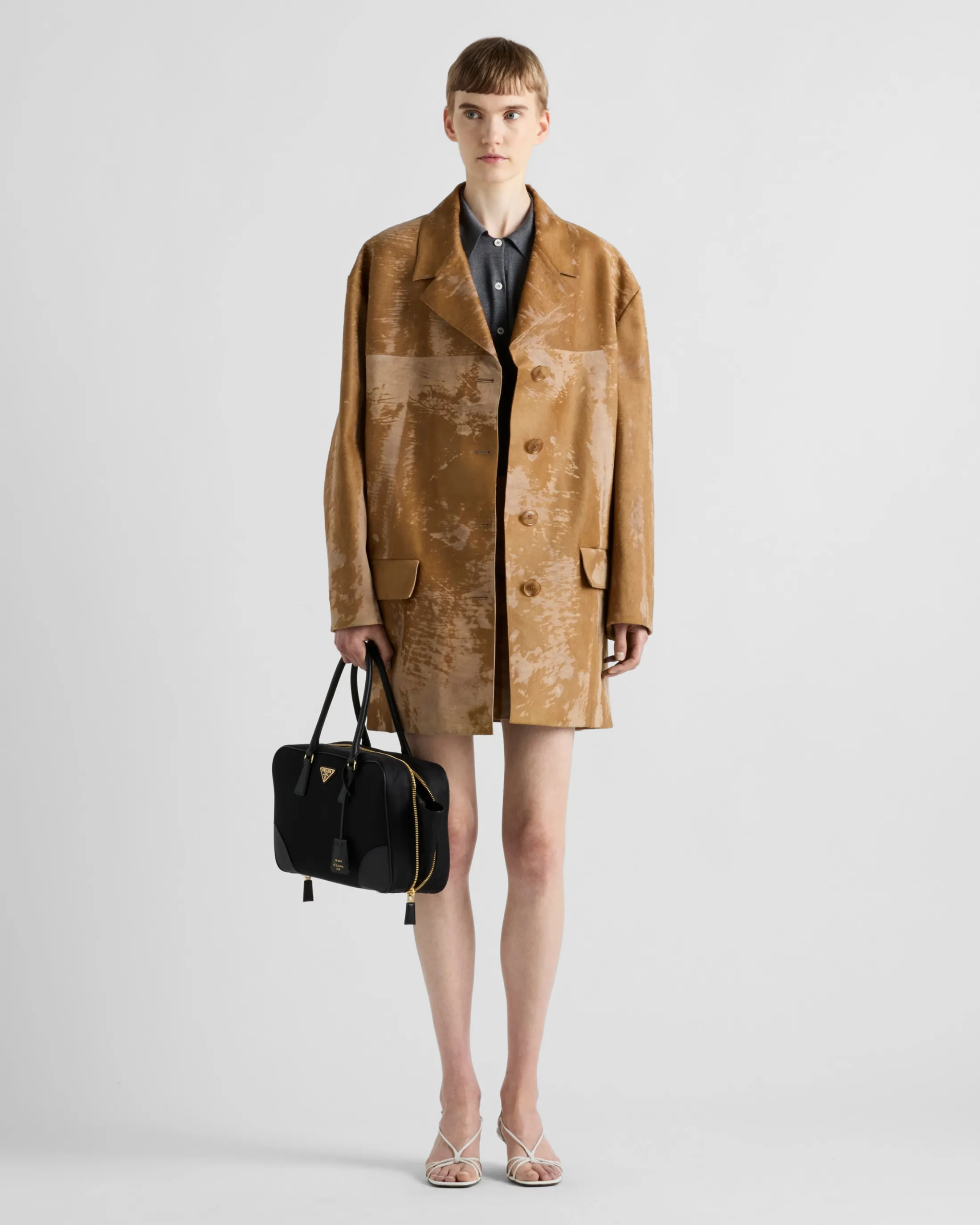 Prada Leather coat Caramel Flash Sale