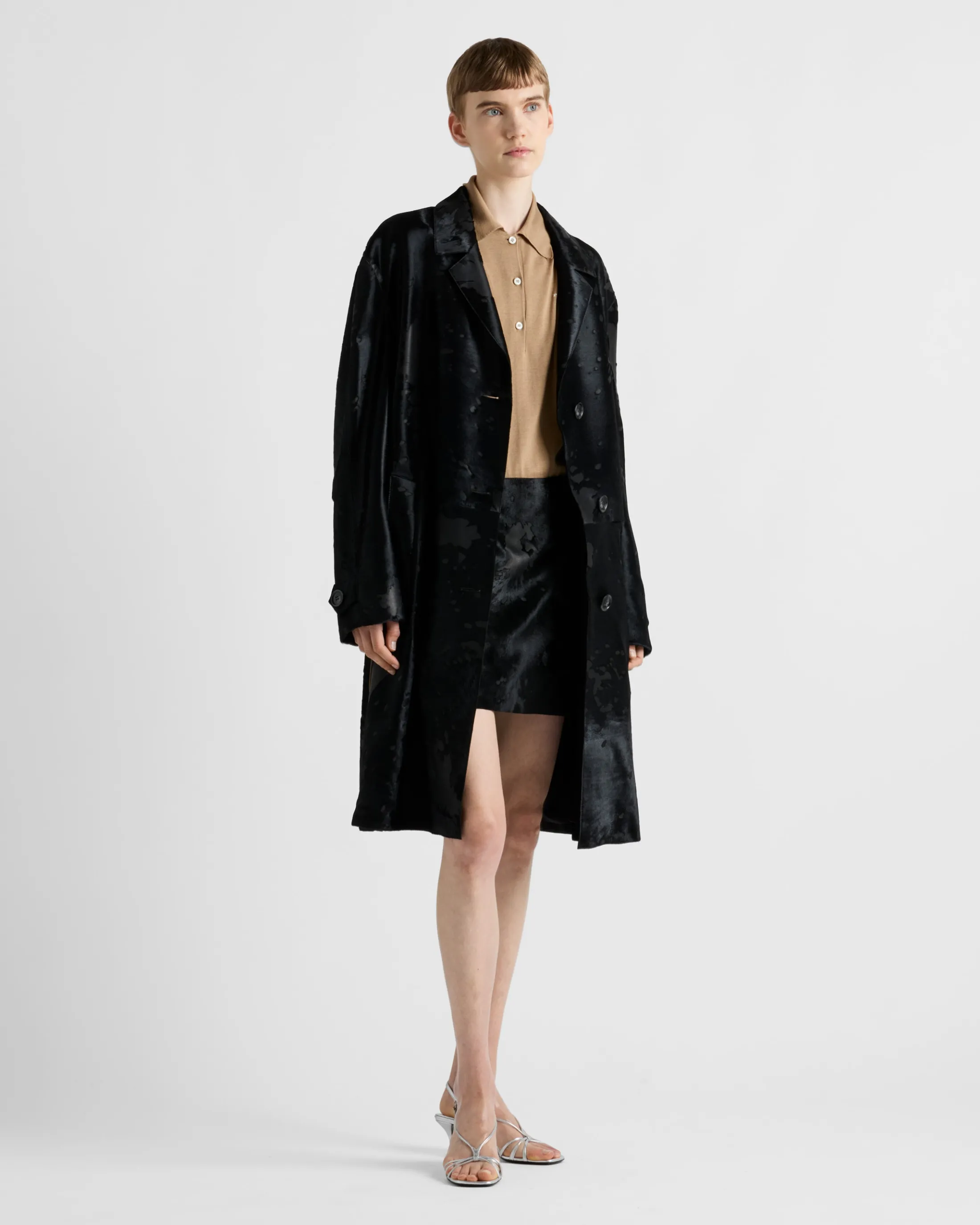 Prada Leather coat Black Best Sale