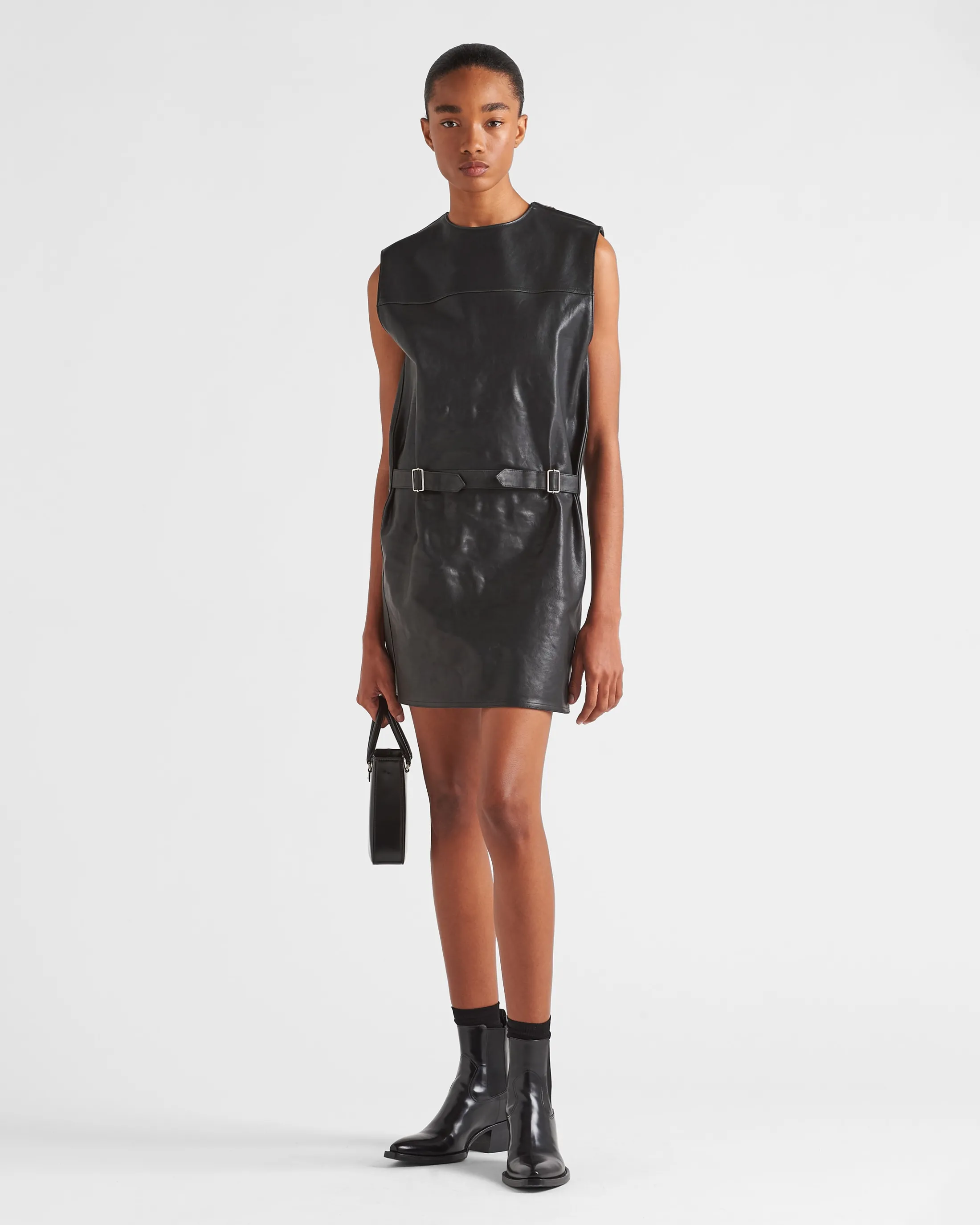 Prada Leather dress Black Best Sale