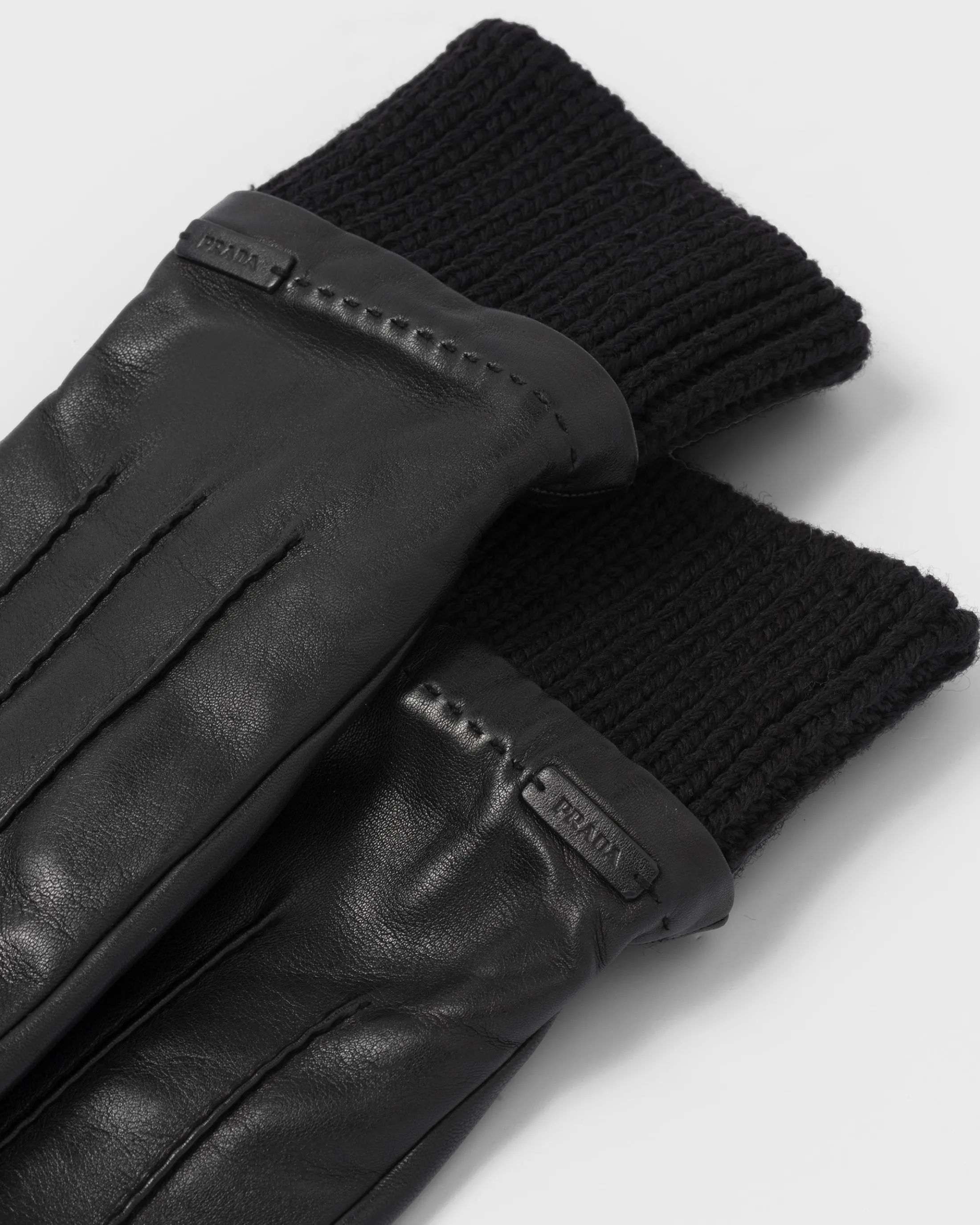 Prada Leather Gloves Black Sale