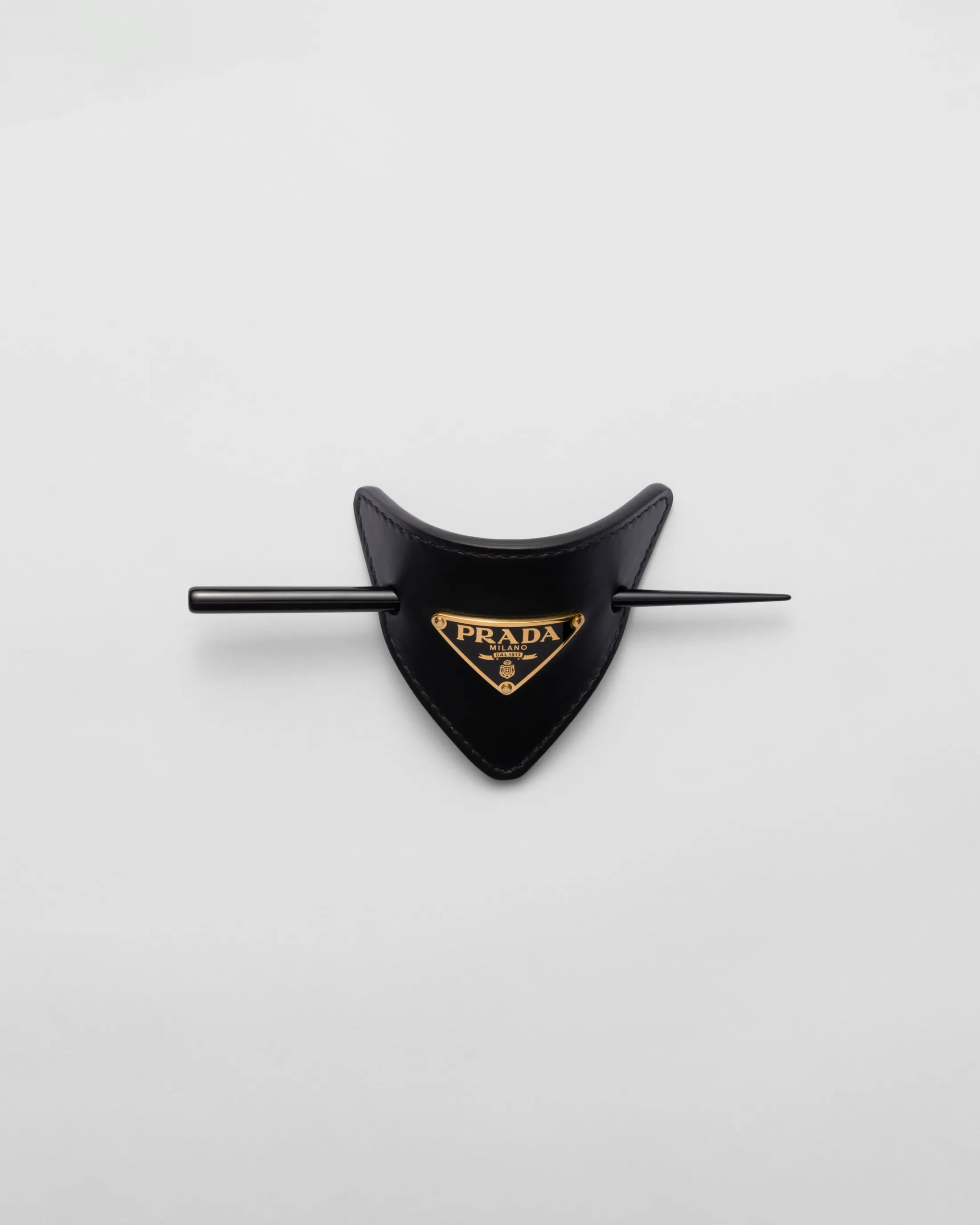 Prada Leather hair clip Black Store