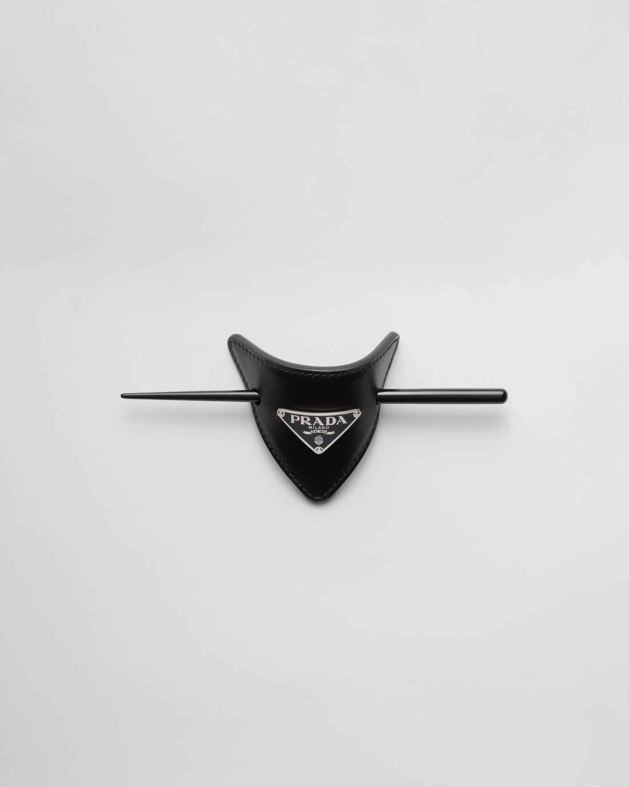 Prada Leather hair clip Black Cheap