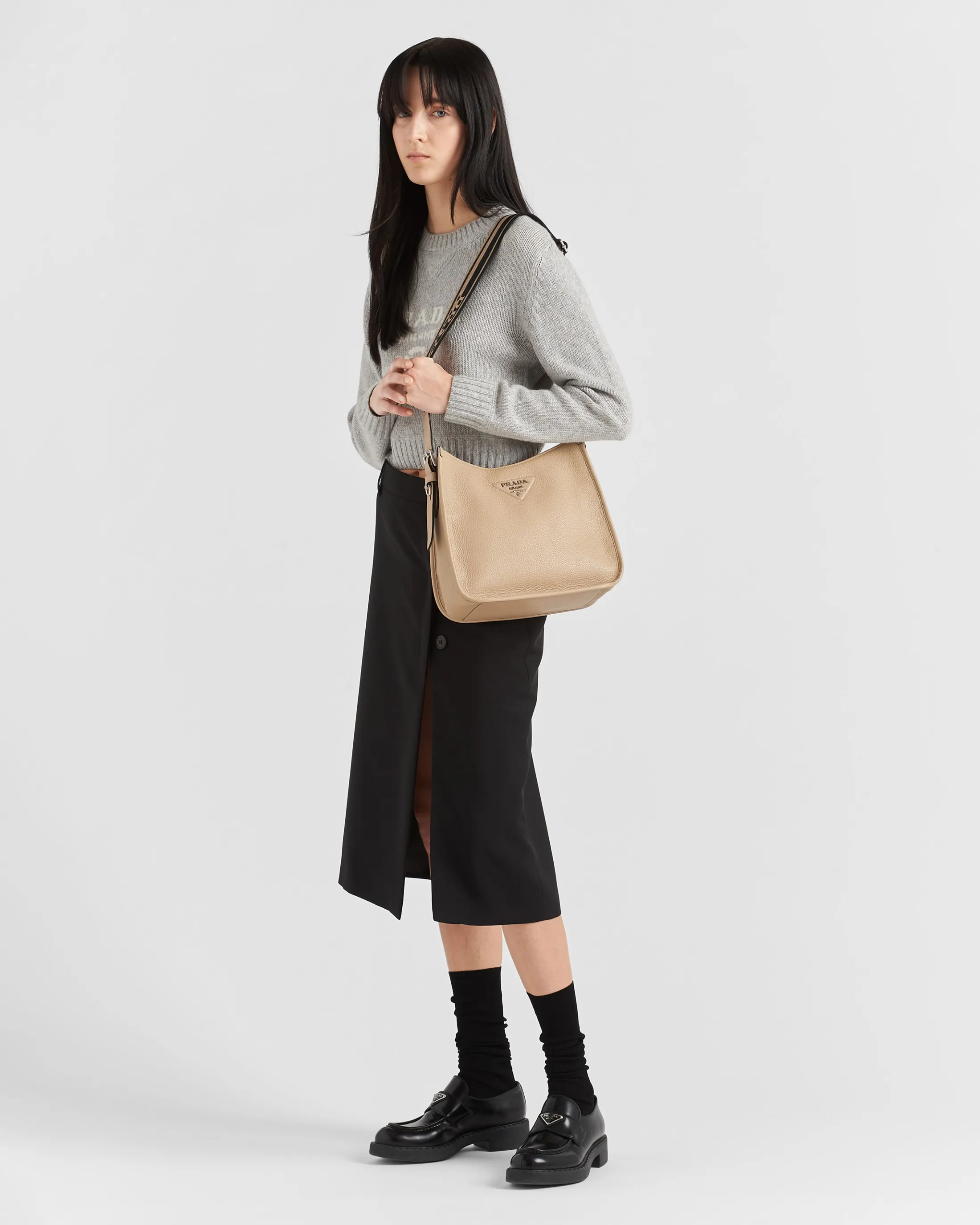 Prada Leather hobo bag Sand Online